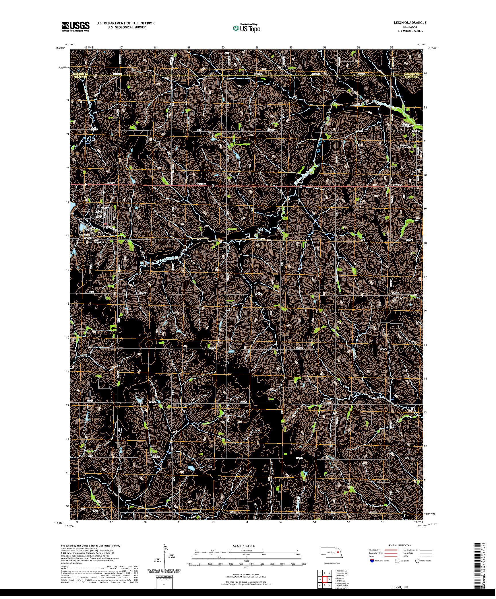 USGS US TOPO 7.5-MINUTE MAP FOR LEIGH, NE 2021