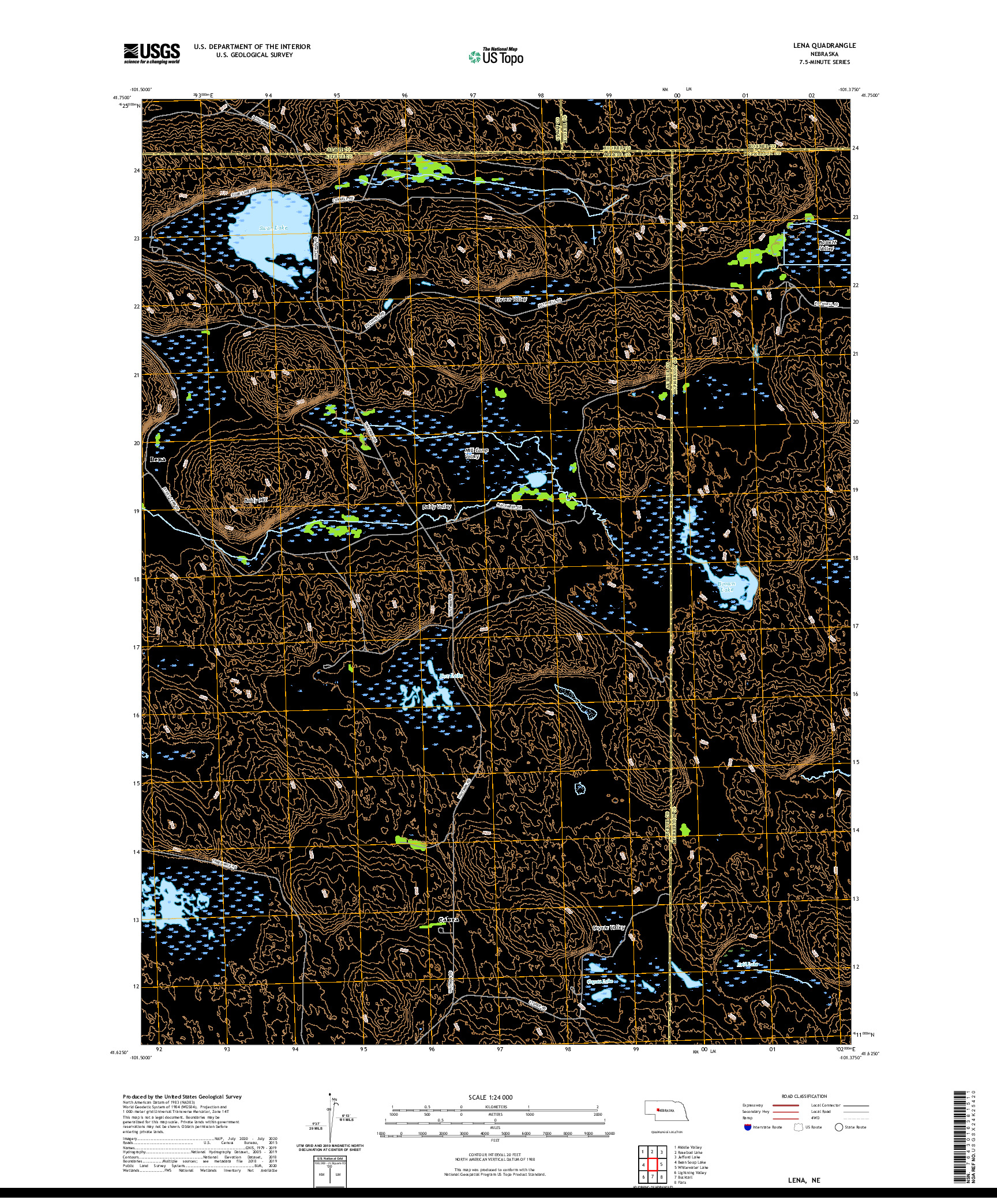 USGS US TOPO 7.5-MINUTE MAP FOR LENA, NE 2021