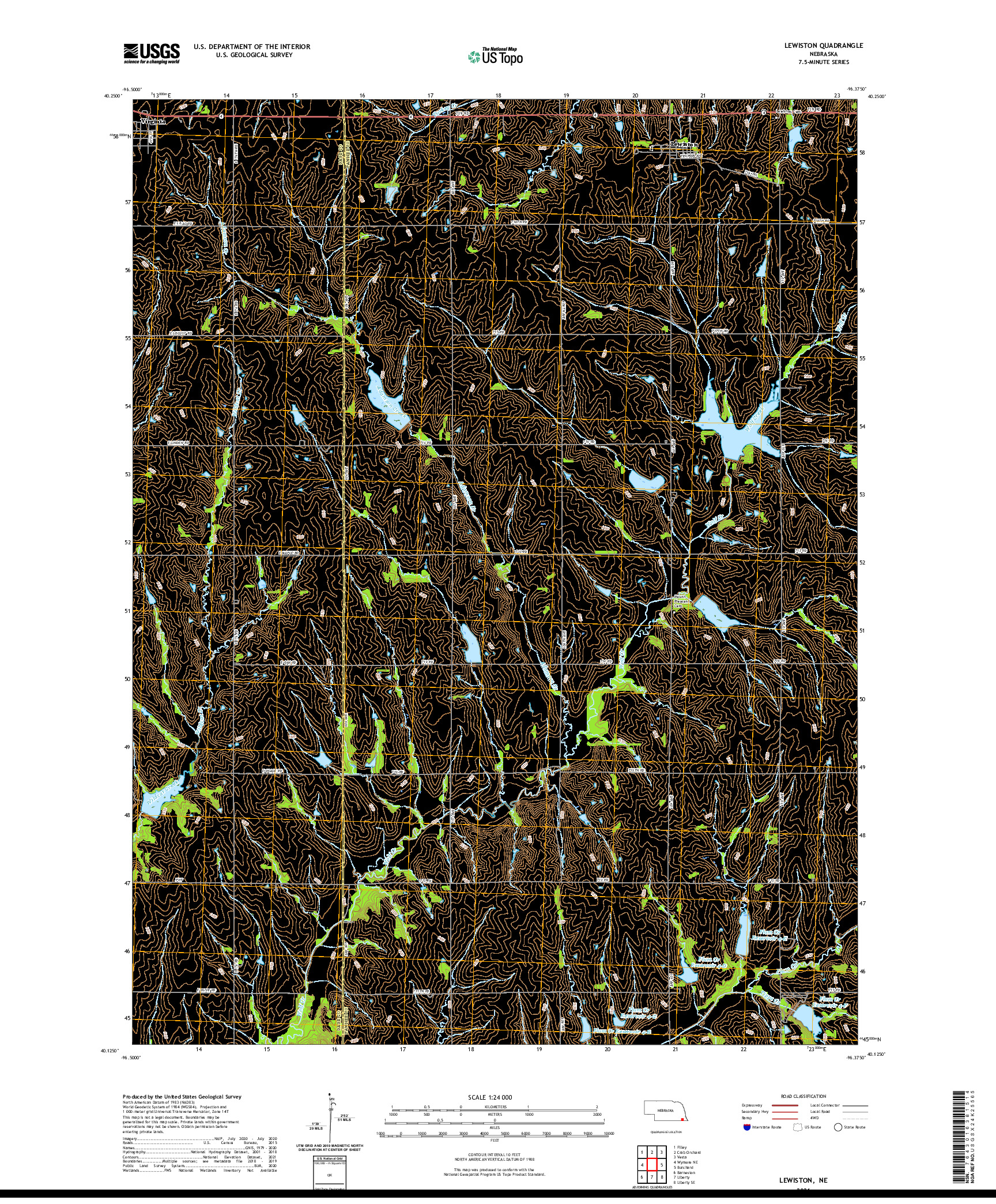 USGS US TOPO 7.5-MINUTE MAP FOR LEWISTON, NE 2021