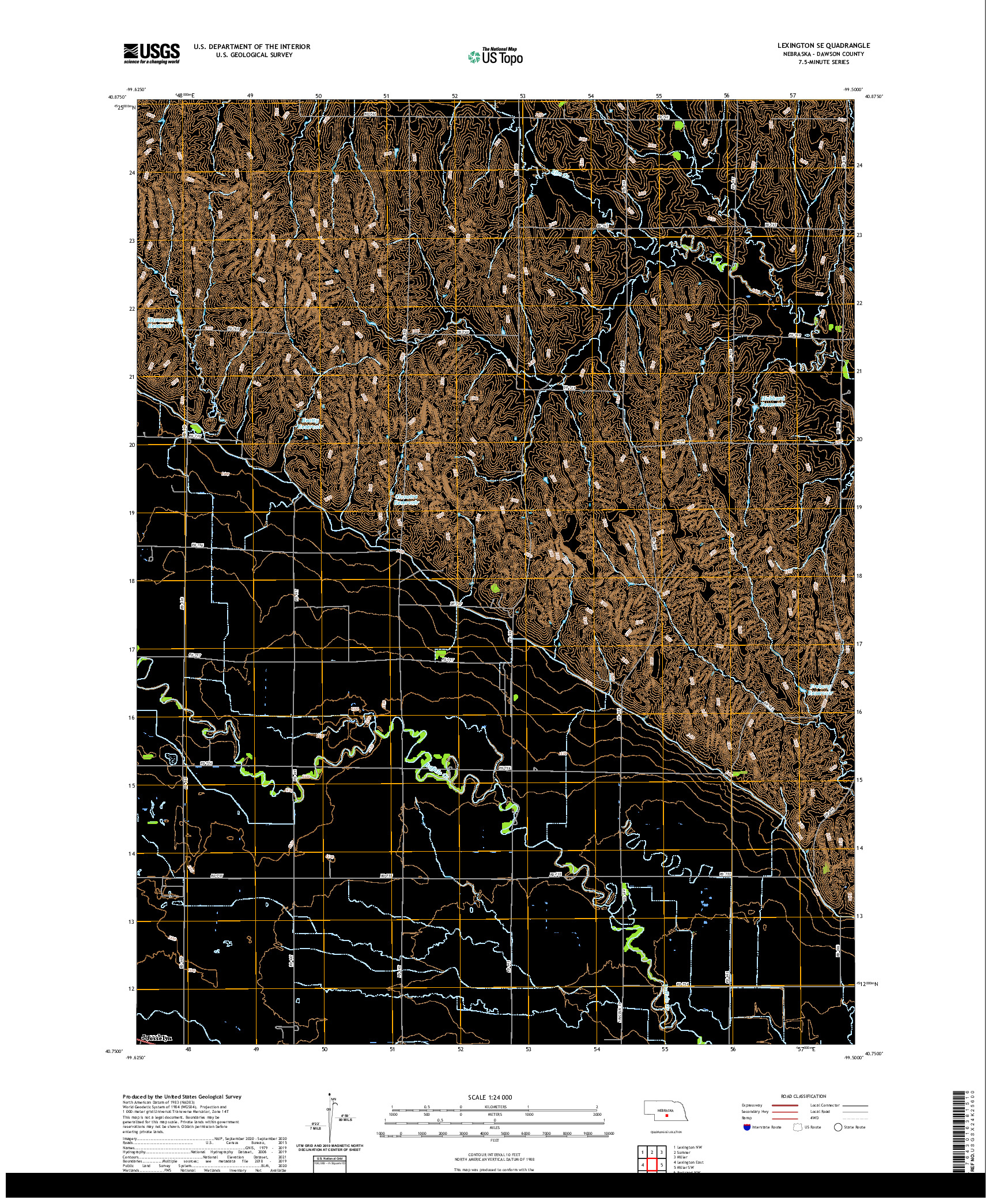 USGS US TOPO 7.5-MINUTE MAP FOR LEXINGTON SE, NE 2021