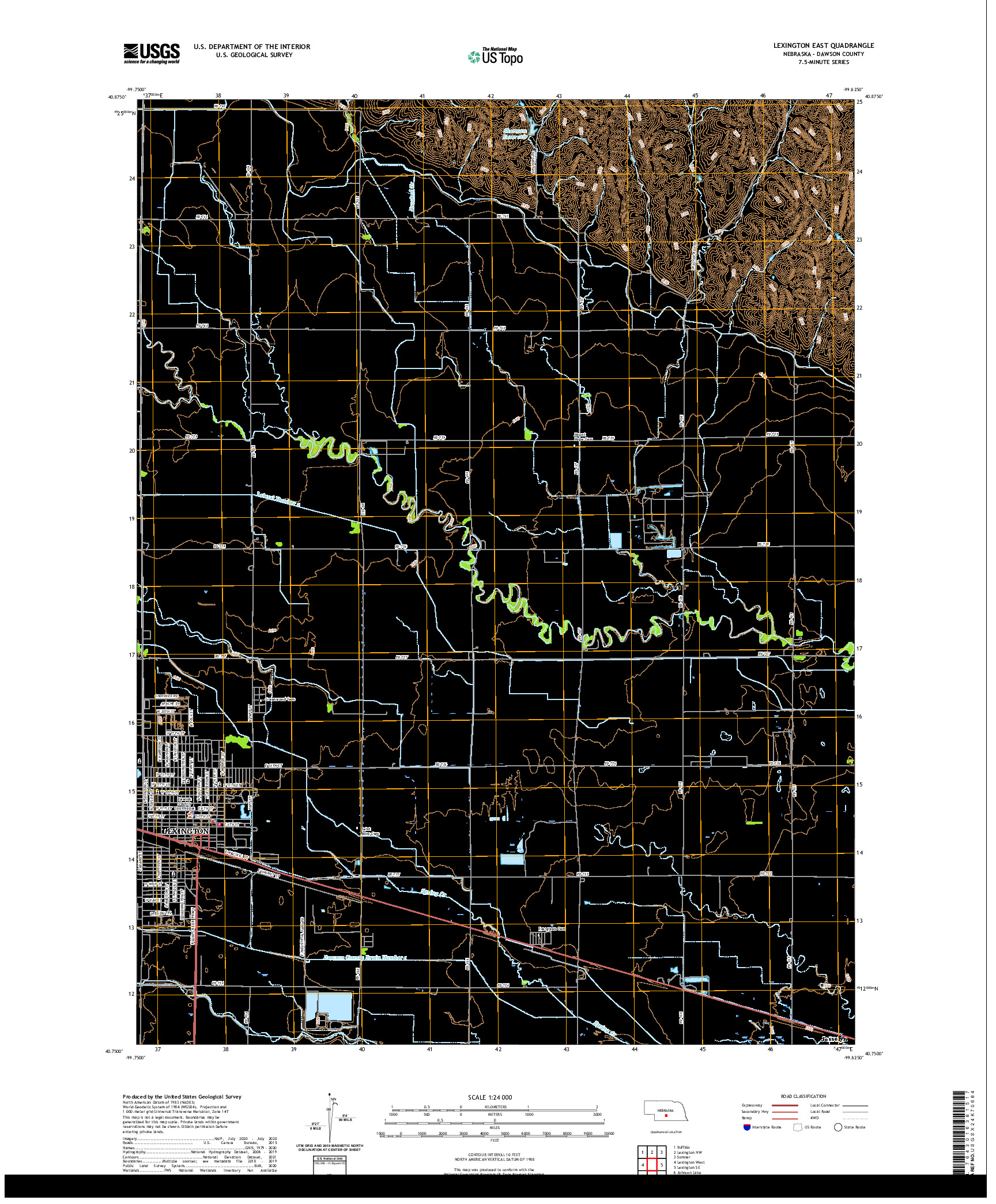 USGS US TOPO 7.5-MINUTE MAP FOR LEXINGTON EAST, NE 2021