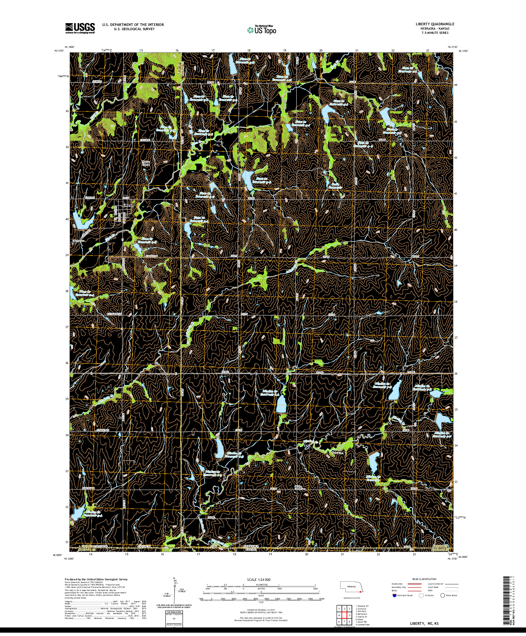 USGS US TOPO 7.5-MINUTE MAP FOR LIBERTY, NE,KS 2021