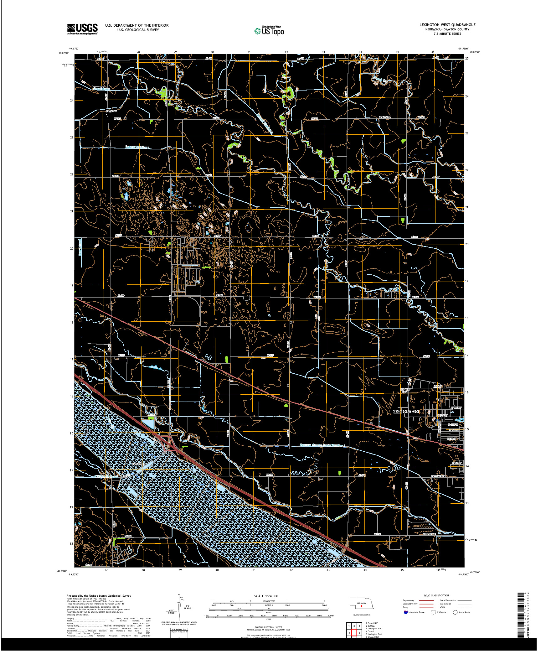 USGS US TOPO 7.5-MINUTE MAP FOR LEXINGTON WEST, NE 2021