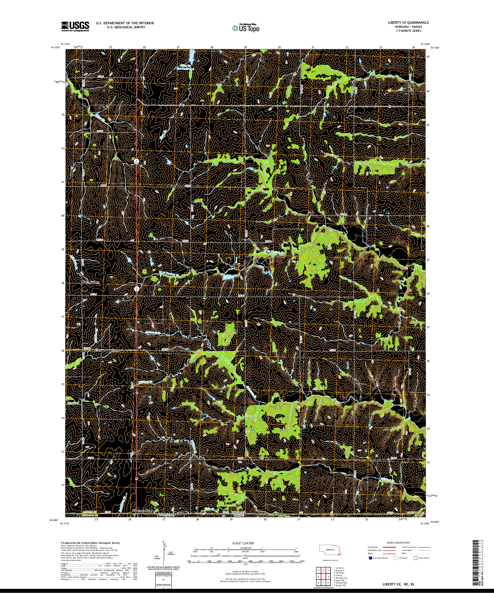 USGS US TOPO 7.5-MINUTE MAP FOR LIBERTY SE, NE,KS 2021