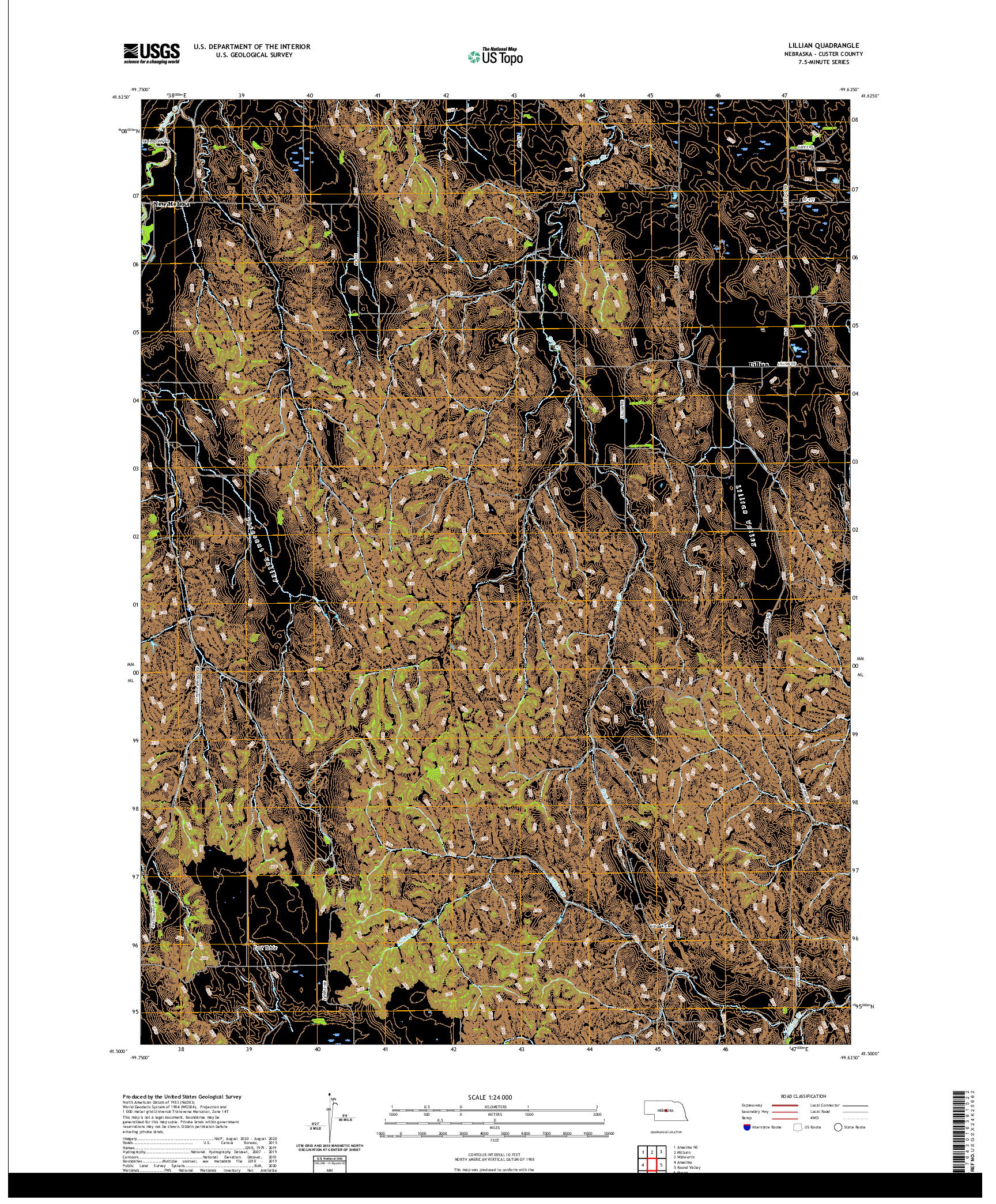 USGS US TOPO 7.5-MINUTE MAP FOR LILLIAN, NE 2021
