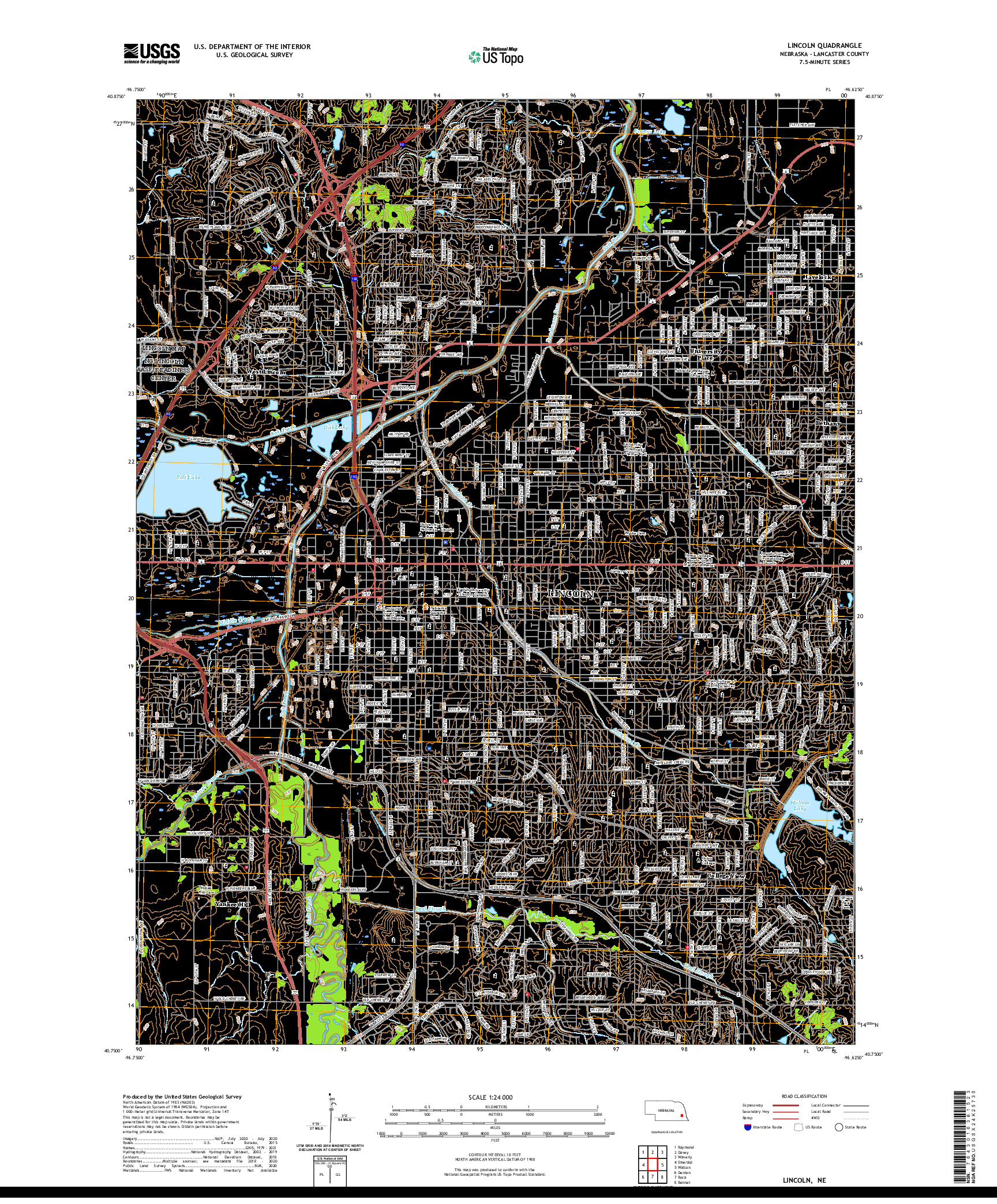 USGS US TOPO 7.5-MINUTE MAP FOR LINCOLN, NE 2021