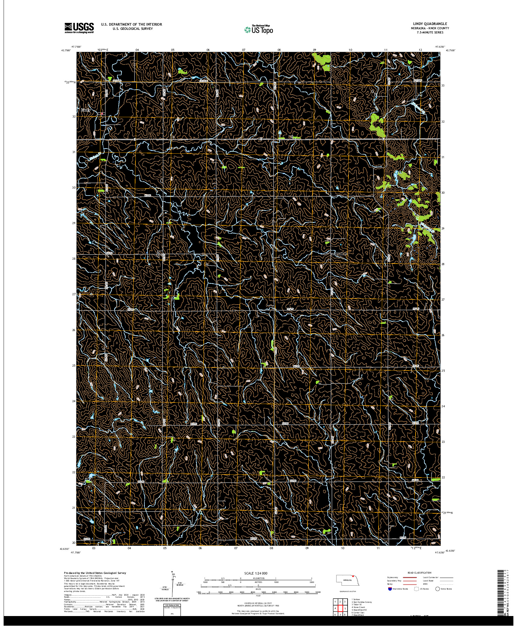 USGS US TOPO 7.5-MINUTE MAP FOR LINDY, NE 2021