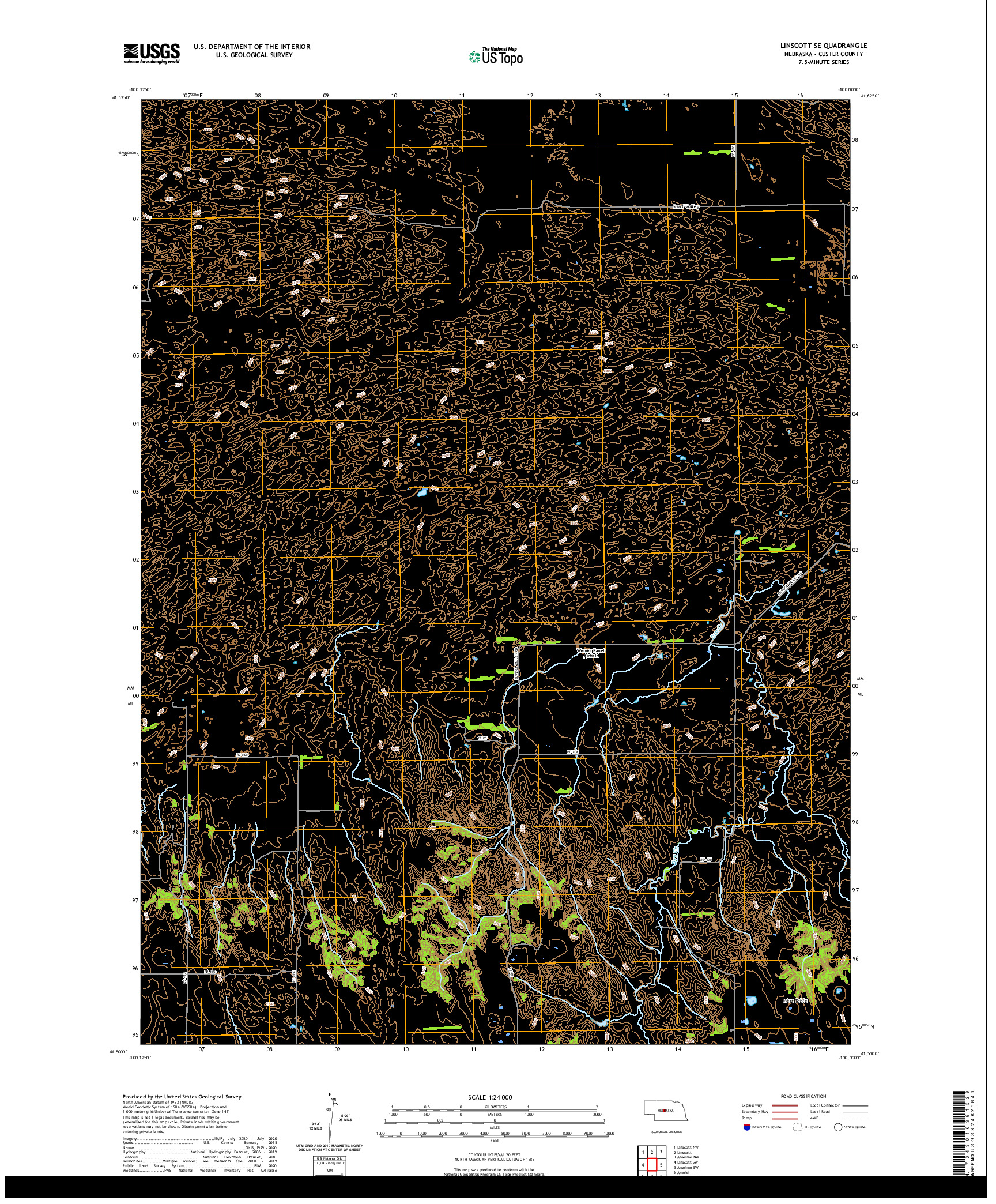 USGS US TOPO 7.5-MINUTE MAP FOR LINSCOTT SE, NE 2021