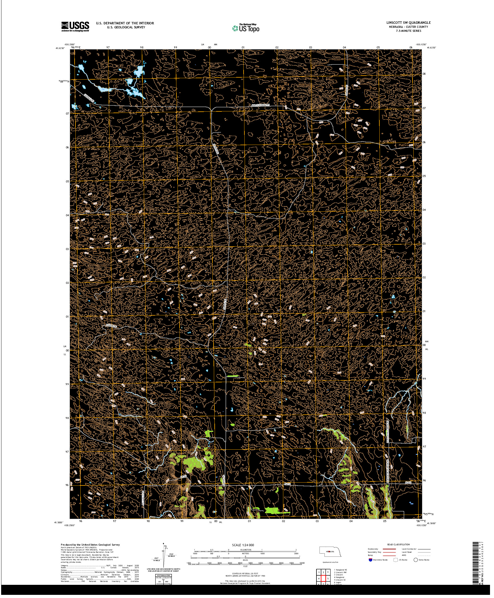 USGS US TOPO 7.5-MINUTE MAP FOR LINSCOTT SW, NE 2021