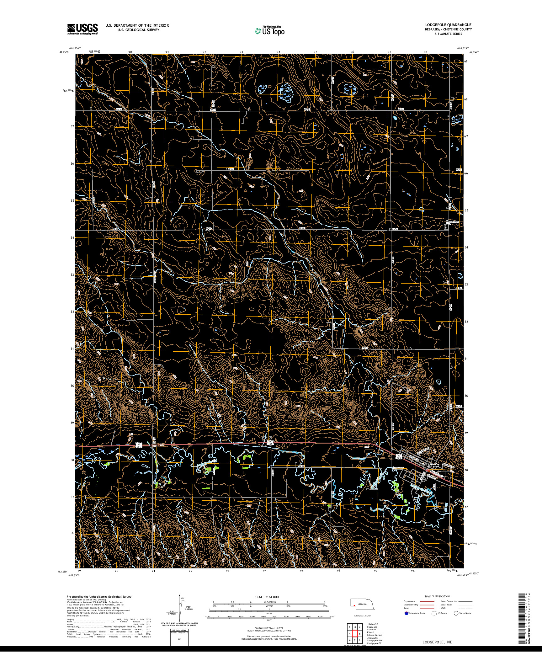 USGS US TOPO 7.5-MINUTE MAP FOR LODGEPOLE, NE 2021