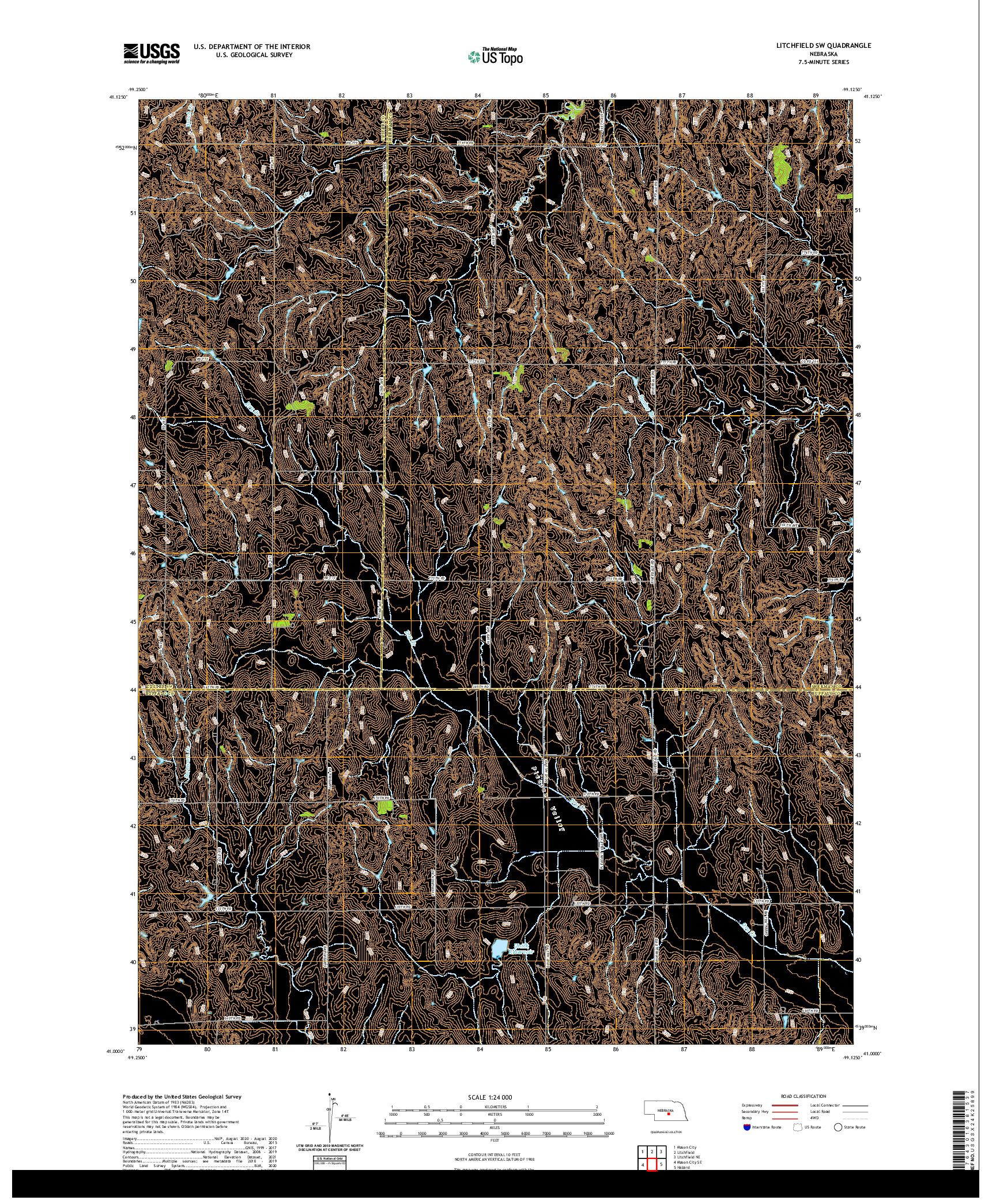 USGS US TOPO 7.5-MINUTE MAP FOR LITCHFIELD SW, NE 2021