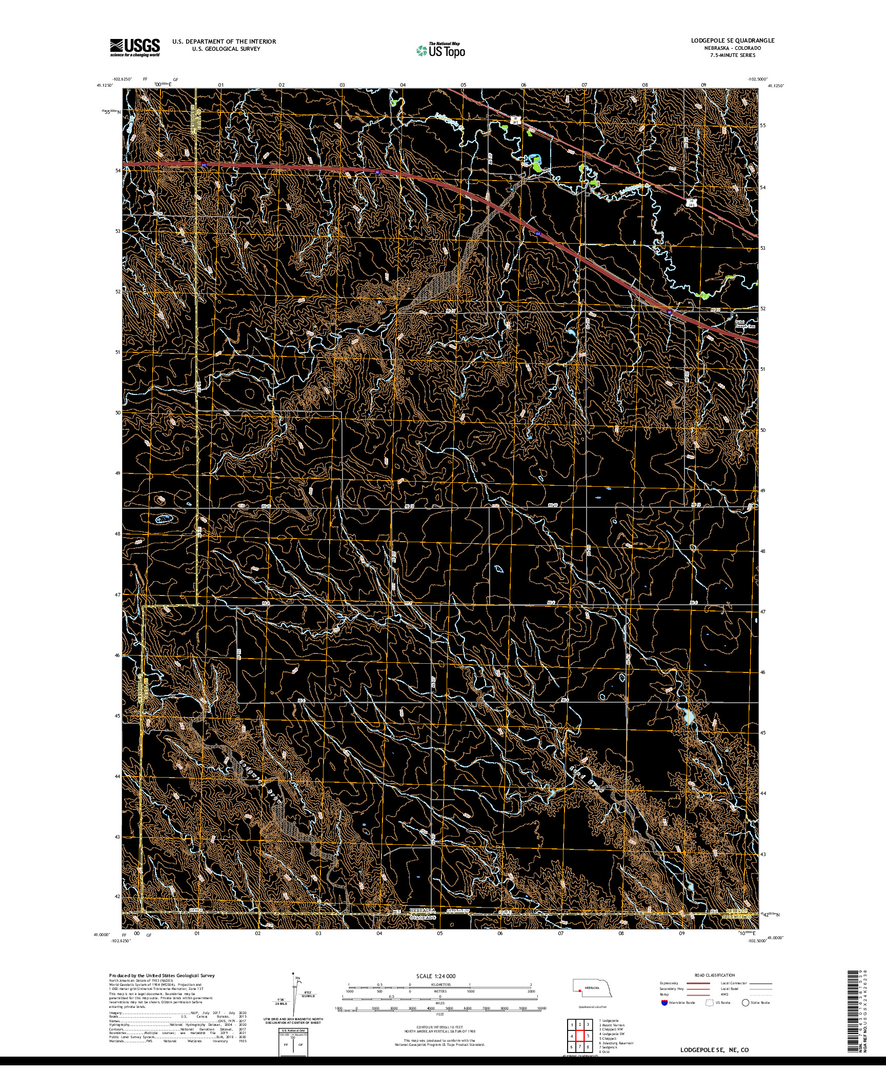 USGS US TOPO 7.5-MINUTE MAP FOR LODGEPOLE SE, NE,CO 2021