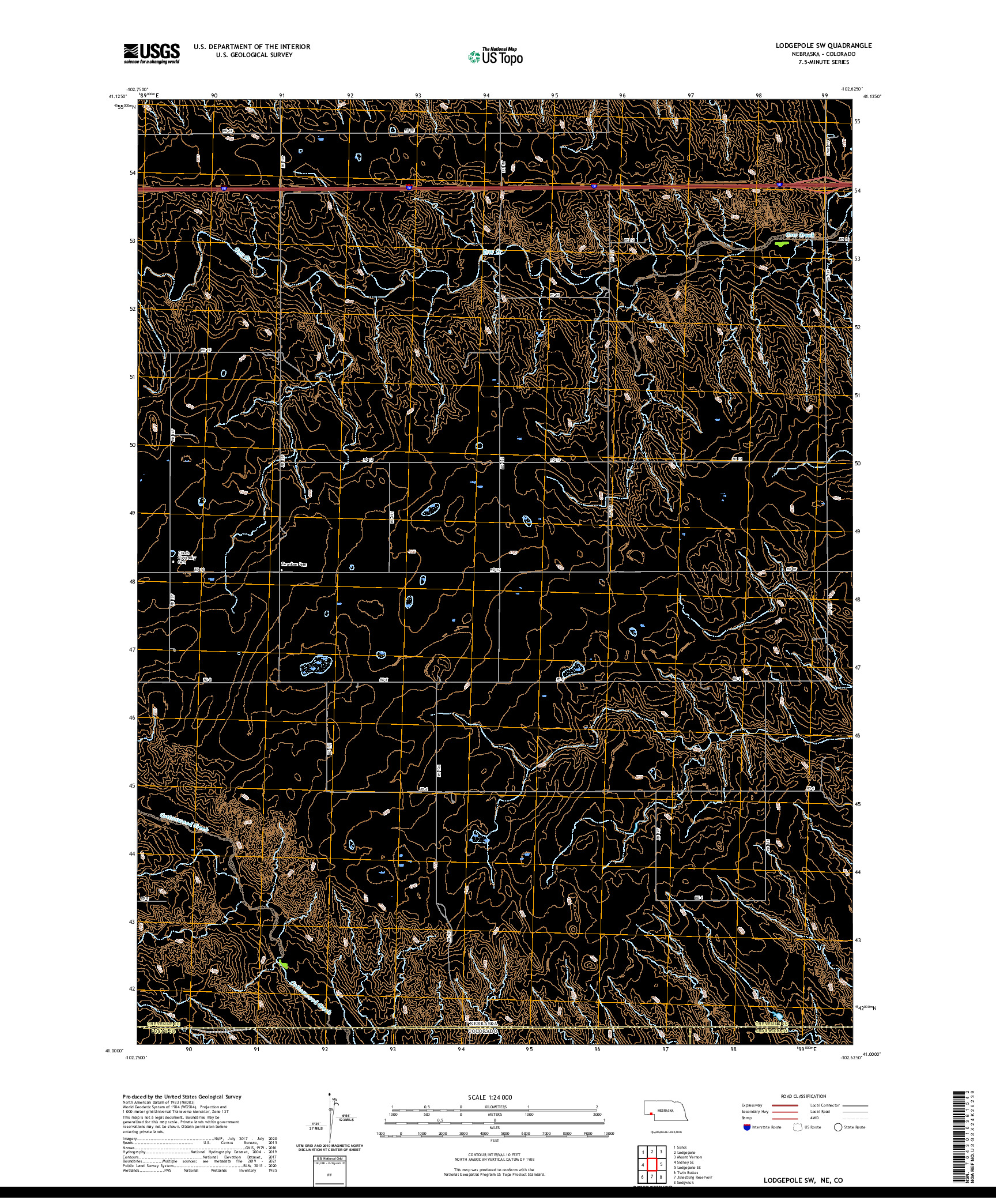 USGS US TOPO 7.5-MINUTE MAP FOR LODGEPOLE SW, NE,CO 2021