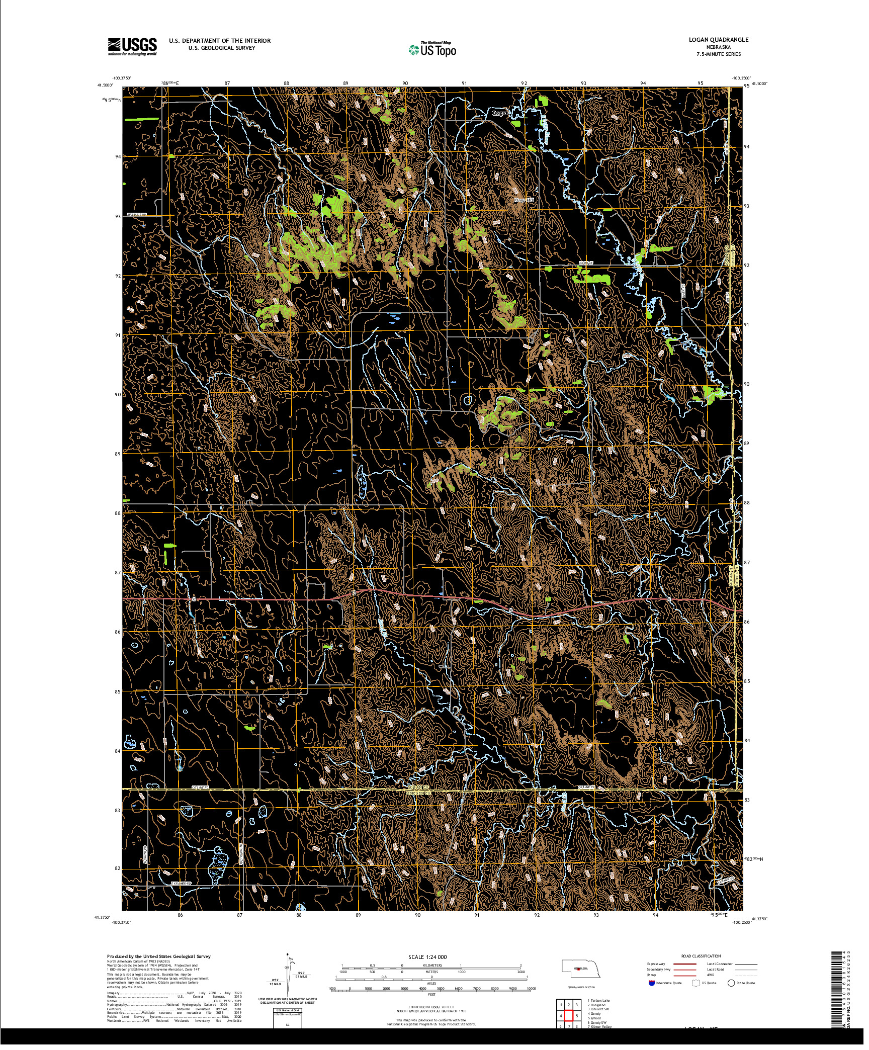 USGS US TOPO 7.5-MINUTE MAP FOR LOGAN, NE 2021