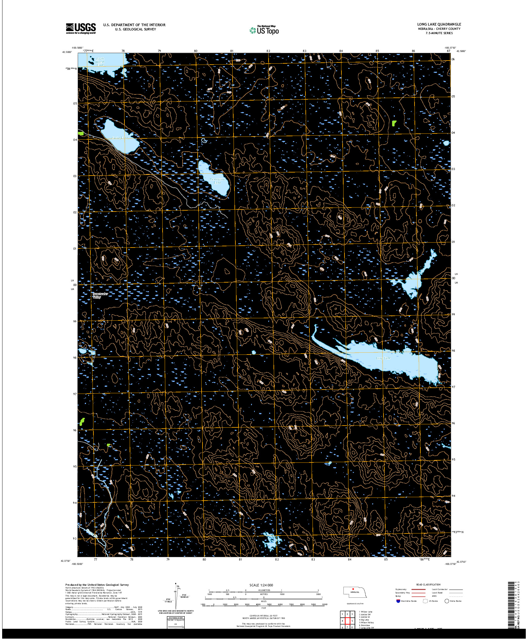 USGS US TOPO 7.5-MINUTE MAP FOR LONG LAKE, NE 2021