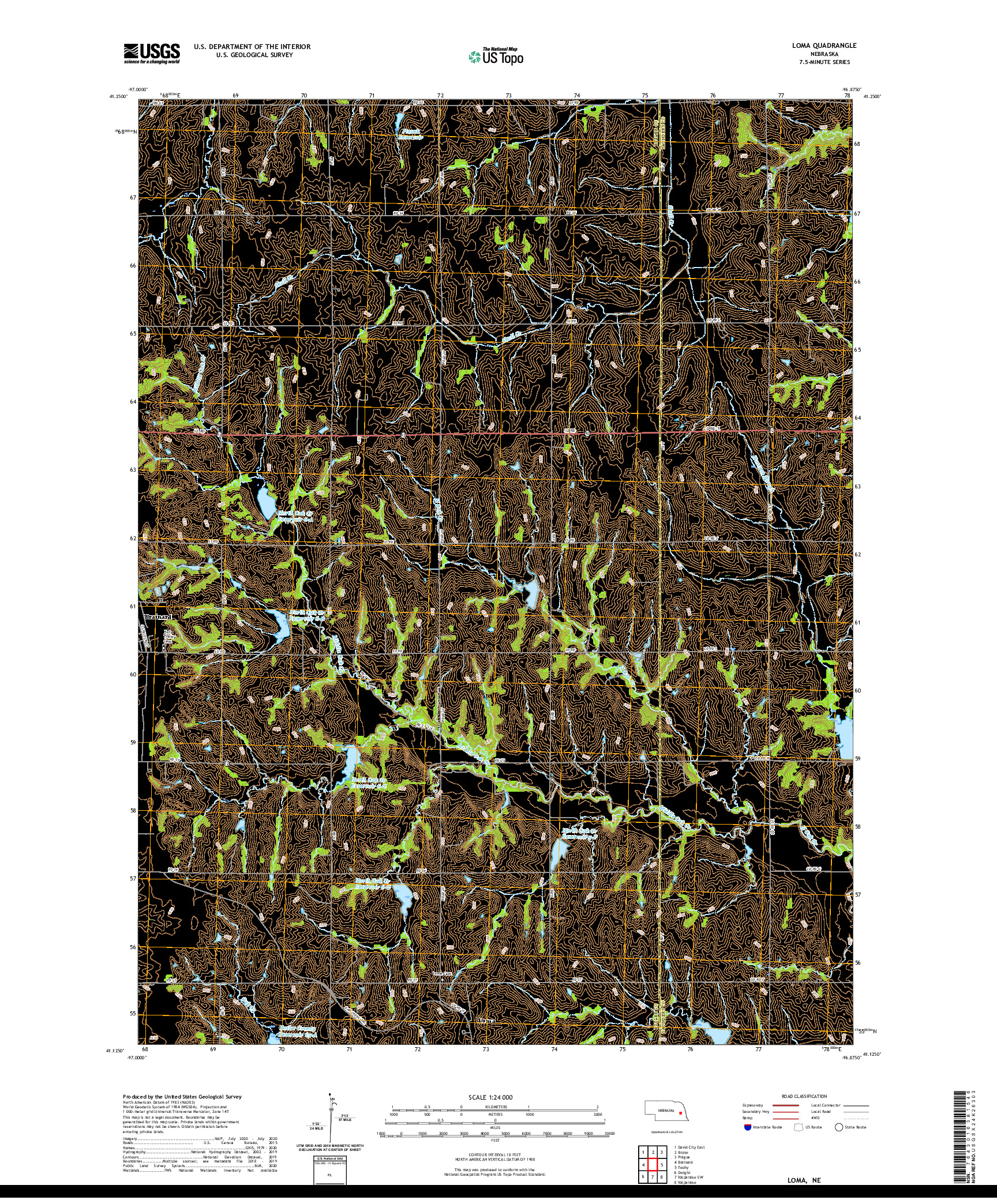 USGS US TOPO 7.5-MINUTE MAP FOR LOMA, NE 2021