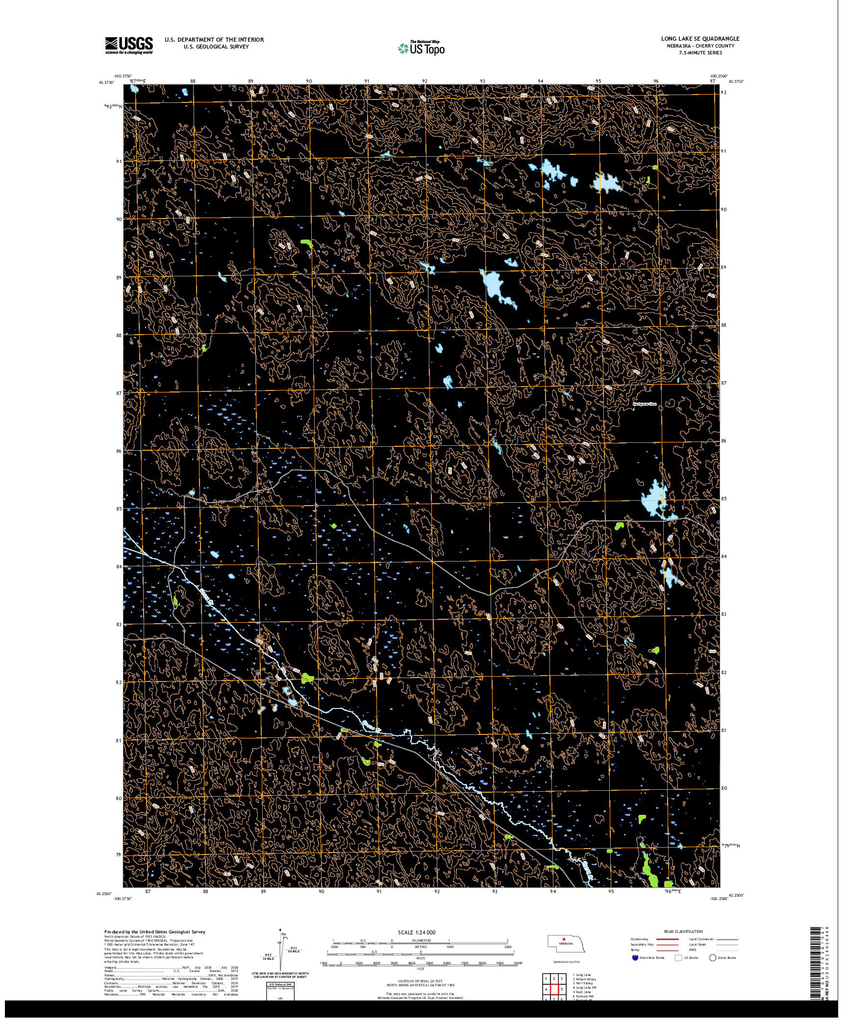USGS US TOPO 7.5-MINUTE MAP FOR LONG LAKE SE, NE 2021
