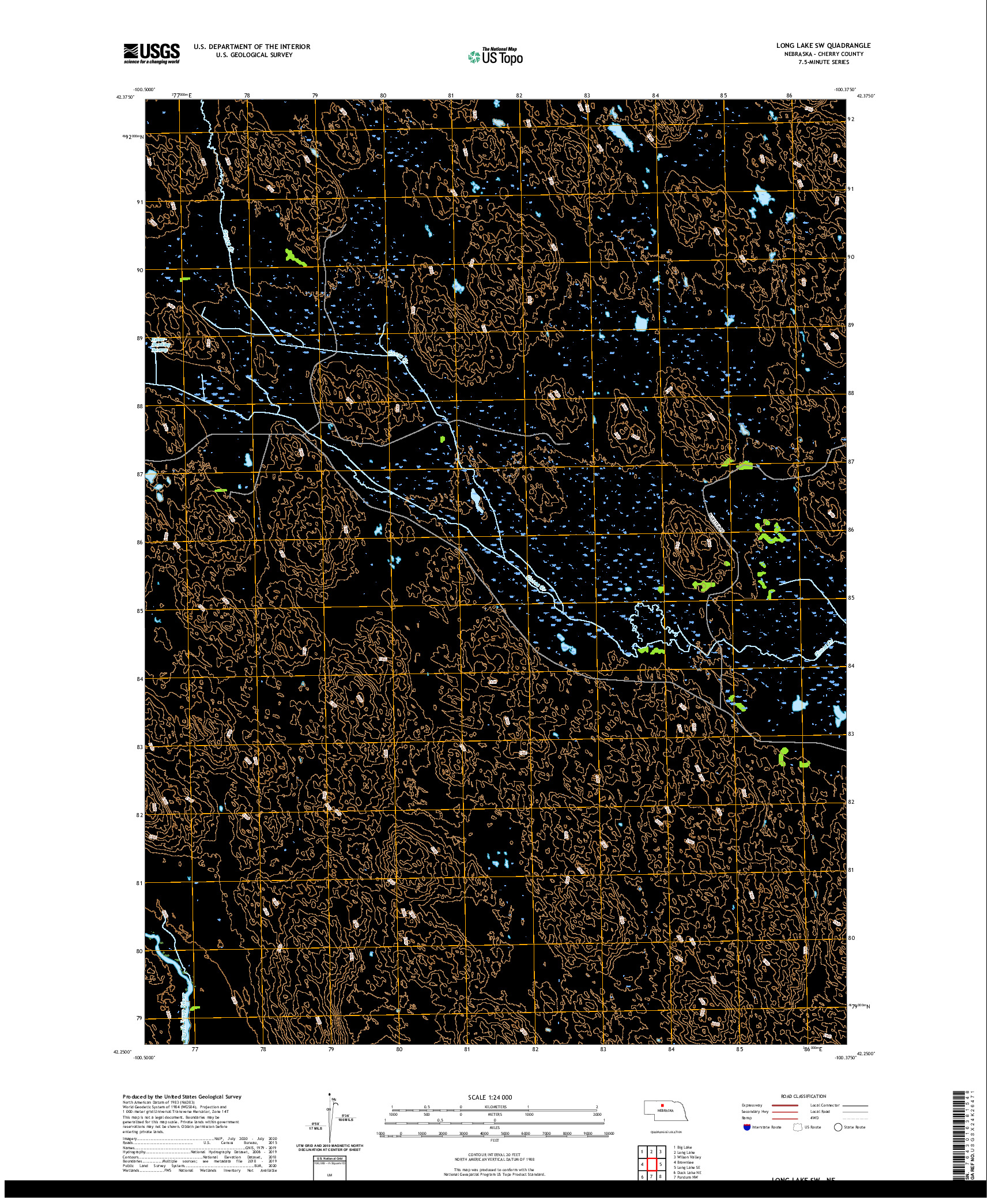 USGS US TOPO 7.5-MINUTE MAP FOR LONG LAKE SW, NE 2021
