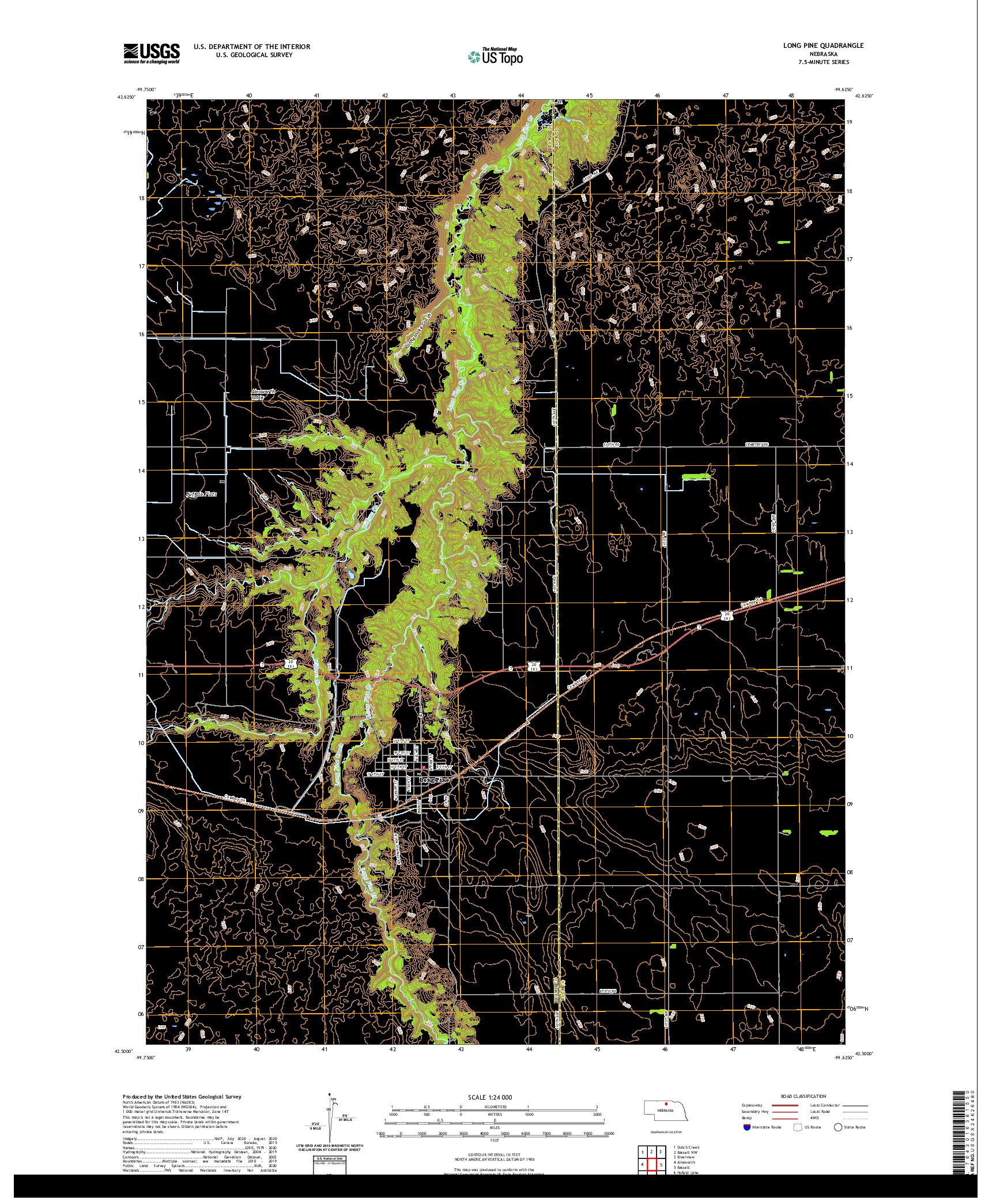 USGS US TOPO 7.5-MINUTE MAP FOR LONG PINE, NE 2021