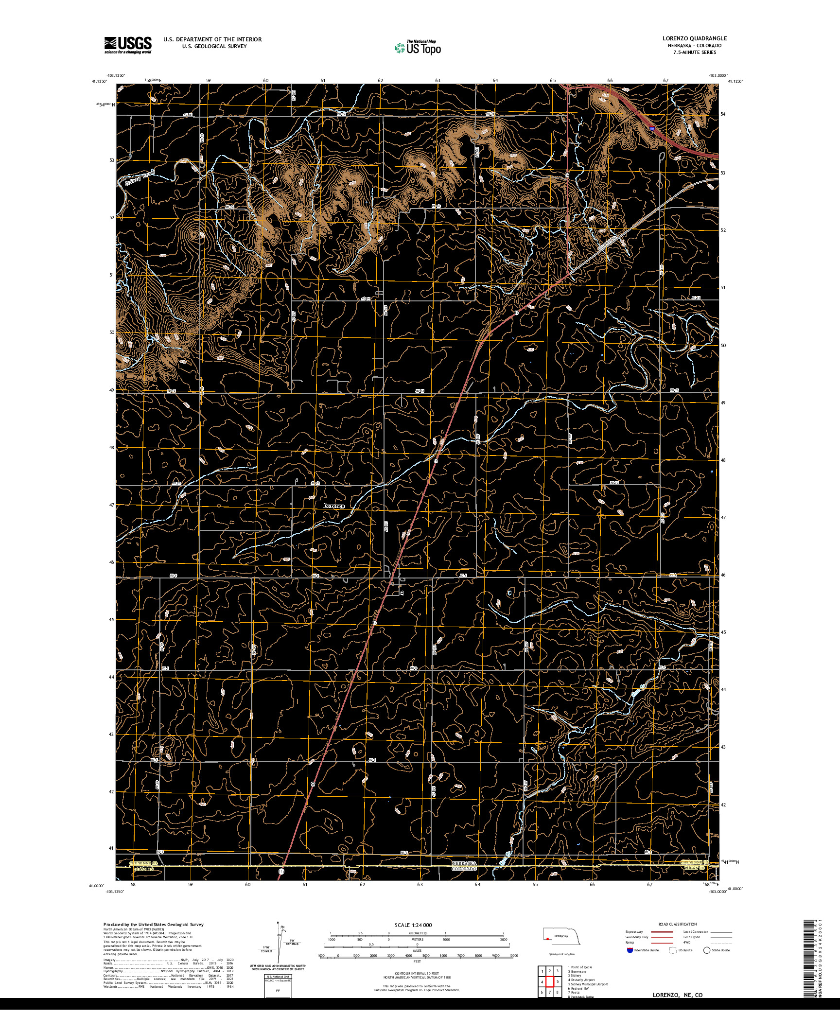USGS US TOPO 7.5-MINUTE MAP FOR LORENZO, NE,CO 2021