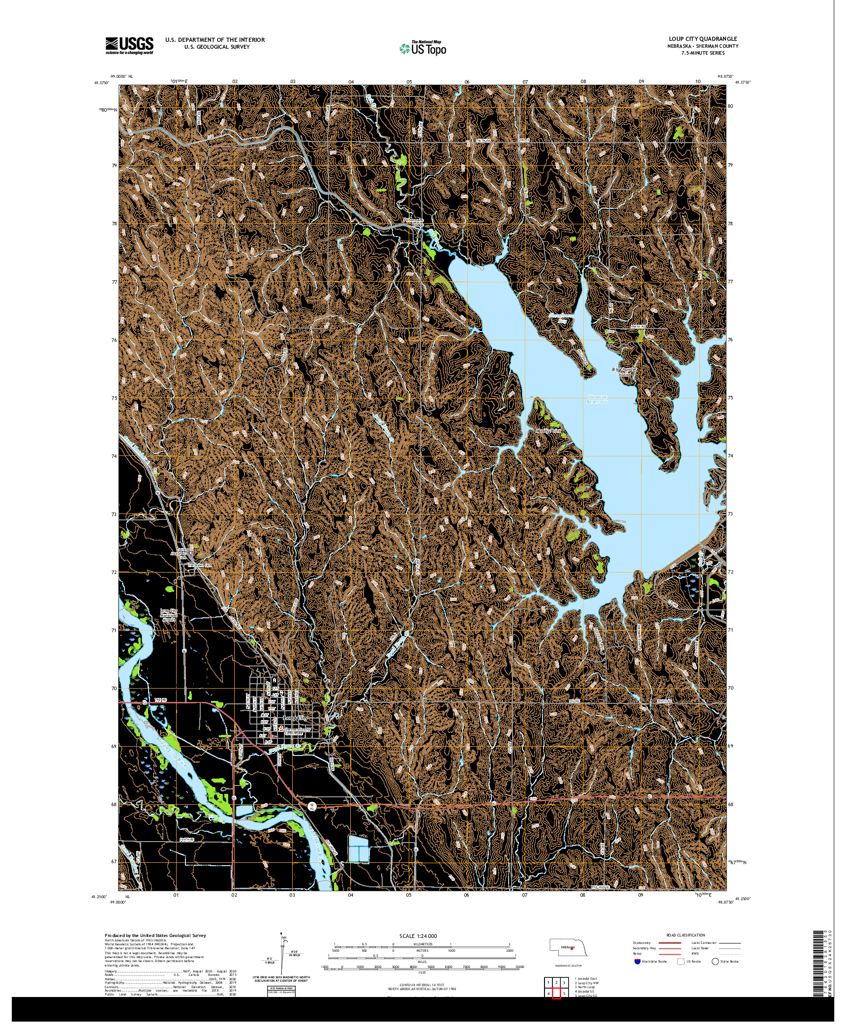 USGS US TOPO 7.5-MINUTE MAP FOR LOUP CITY, NE 2021