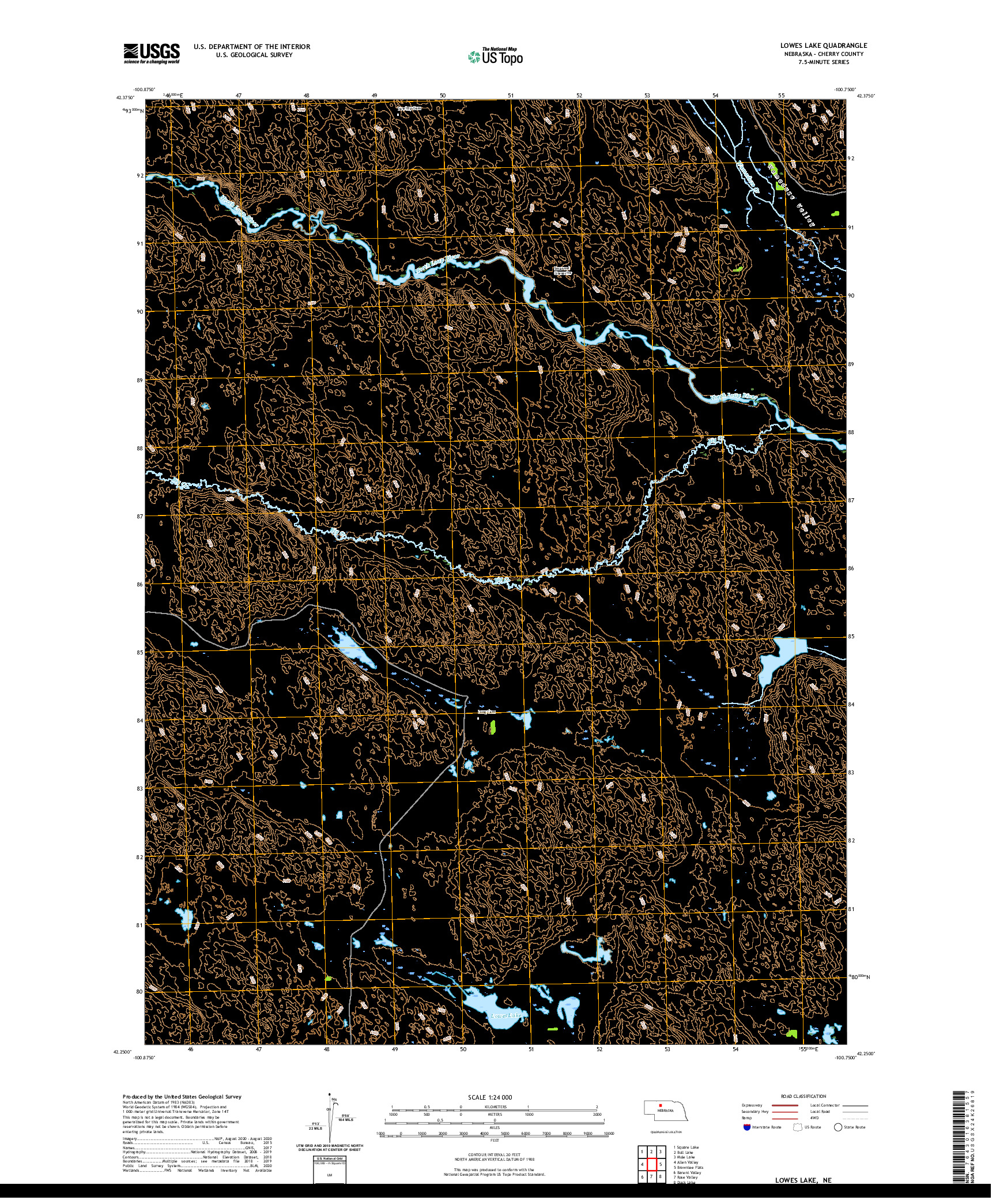 USGS US TOPO 7.5-MINUTE MAP FOR LOWES LAKE, NE 2021