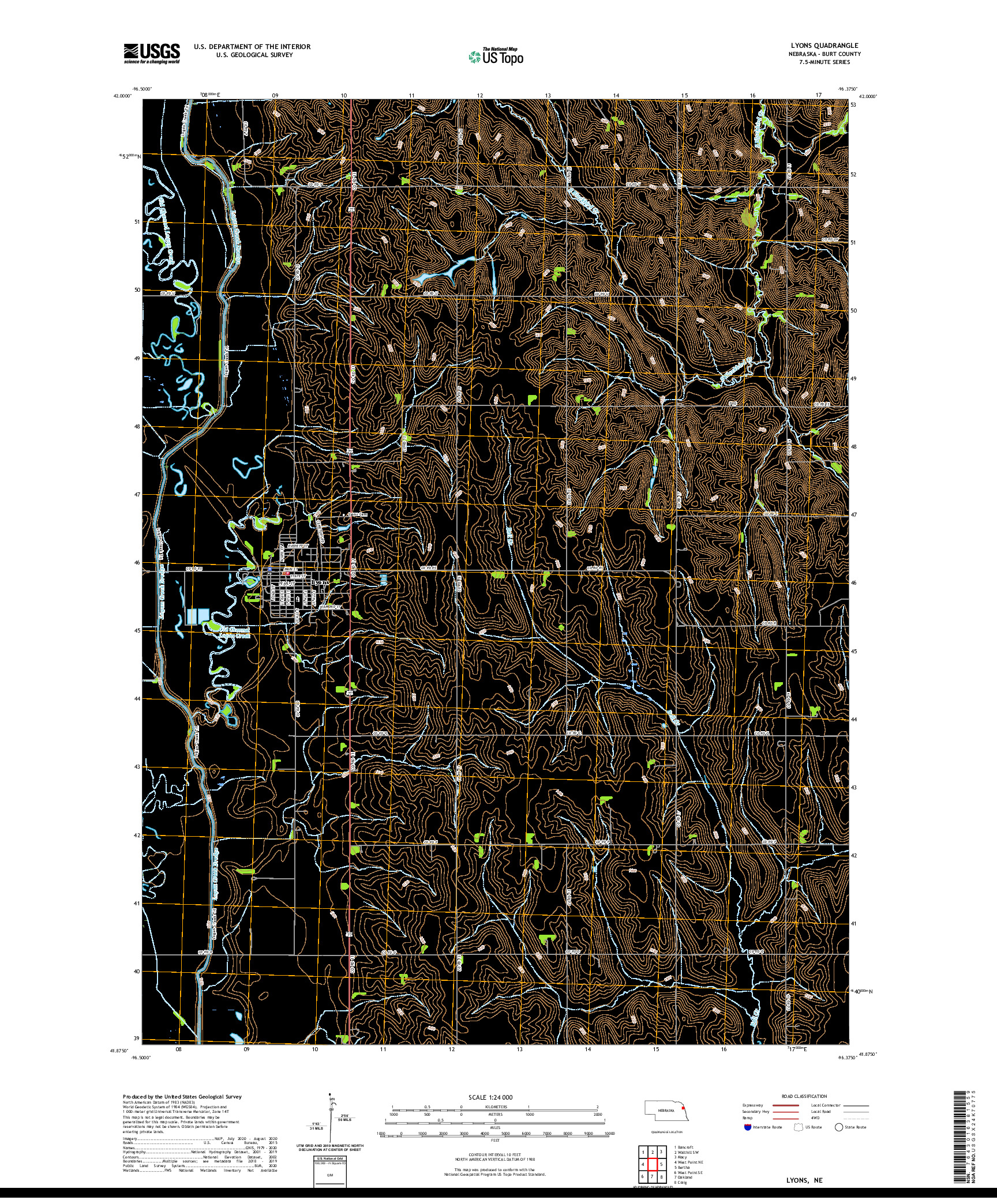USGS US TOPO 7.5-MINUTE MAP FOR LYONS, NE 2021