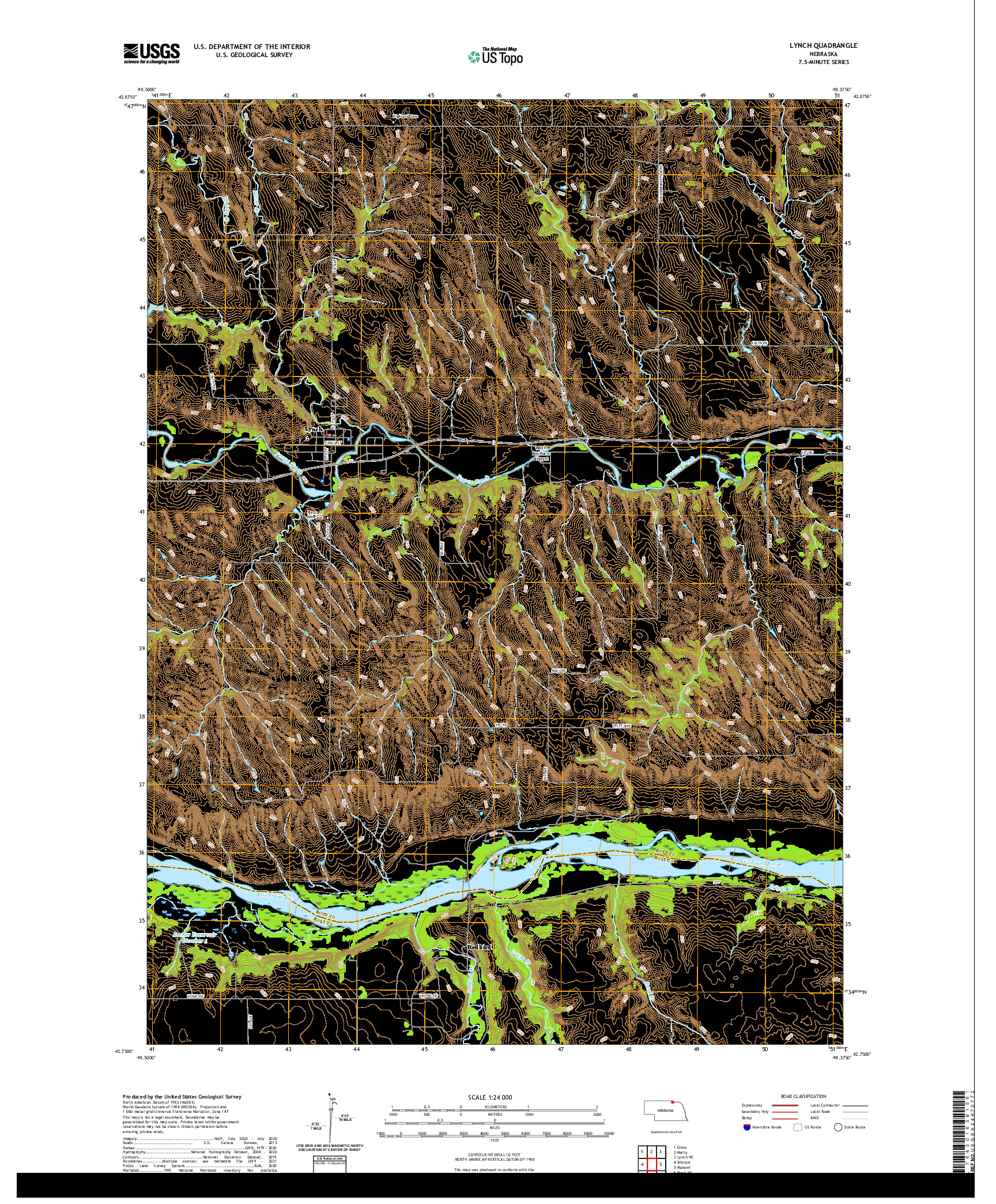 USGS US TOPO 7.5-MINUTE MAP FOR LYNCH, NE 2021