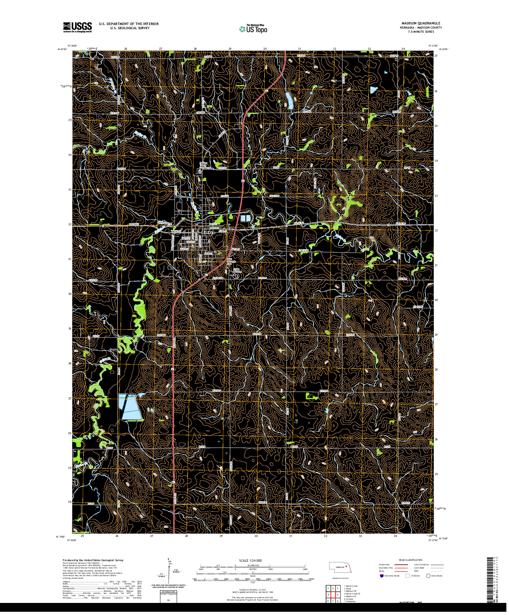 USGS US TOPO 7.5-MINUTE MAP FOR MADISON, NE 2021