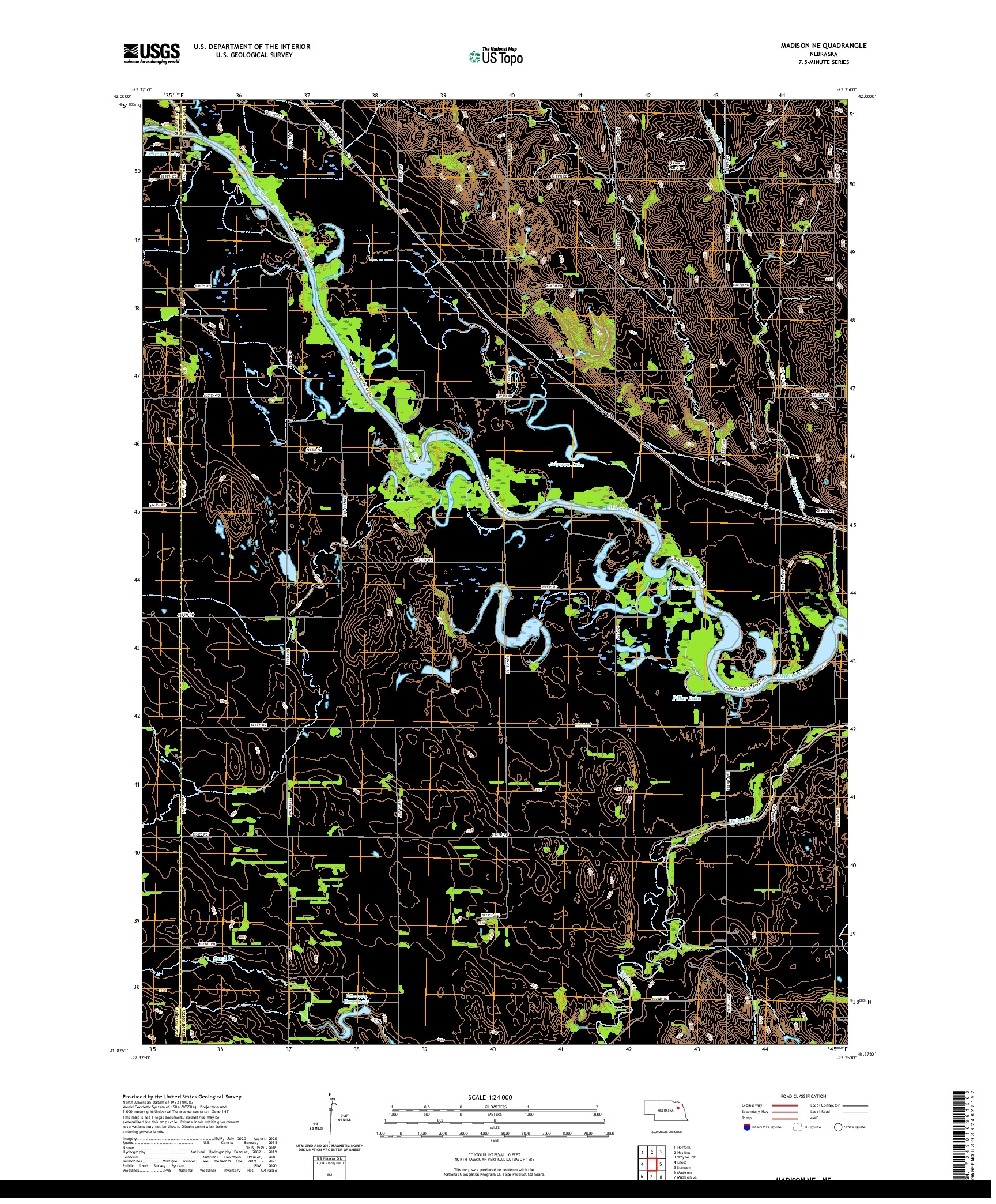 USGS US TOPO 7.5-MINUTE MAP FOR MADISON NE, NE 2021