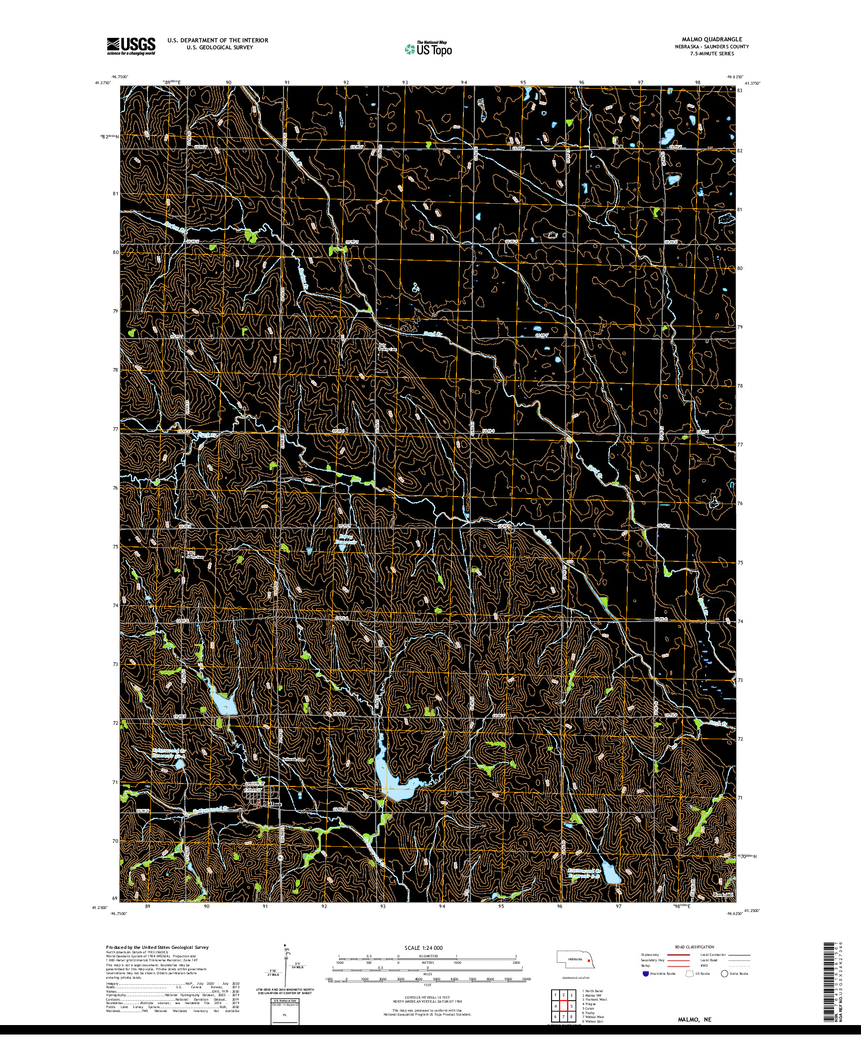 USGS US TOPO 7.5-MINUTE MAP FOR MALMO, NE 2021
