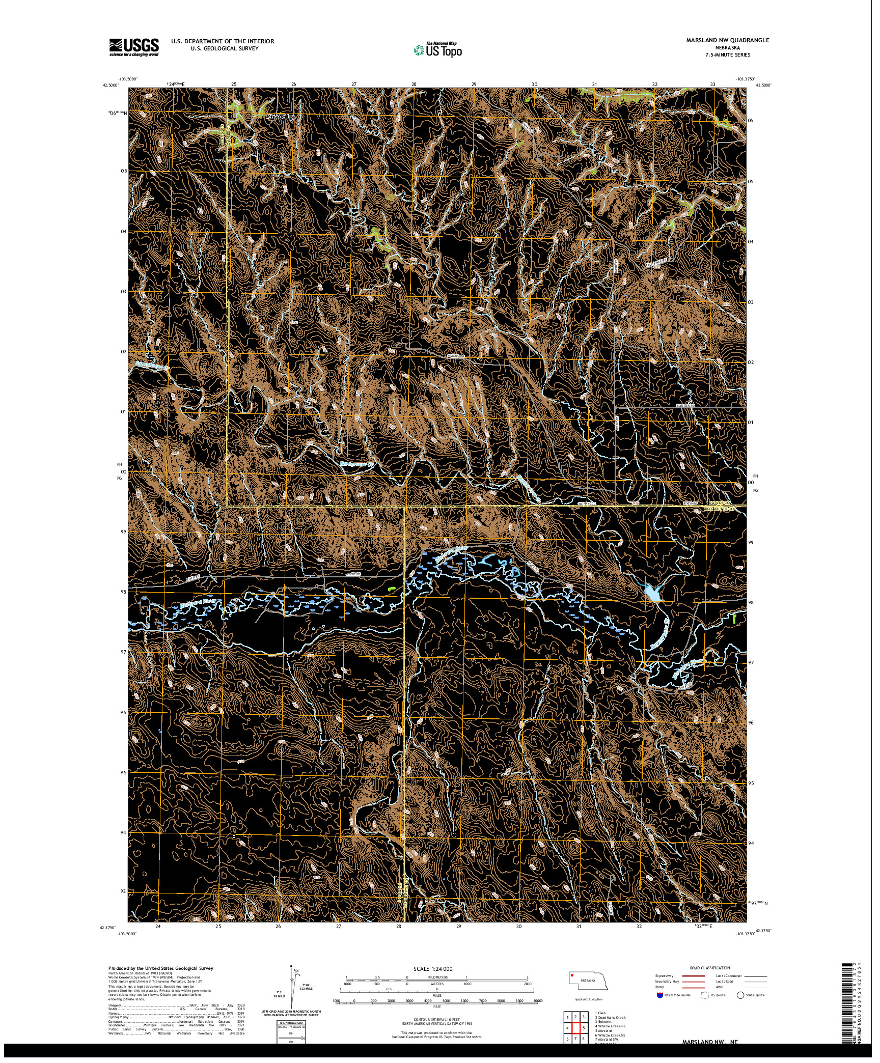 USGS US TOPO 7.5-MINUTE MAP FOR MARSLAND NW, NE 2021