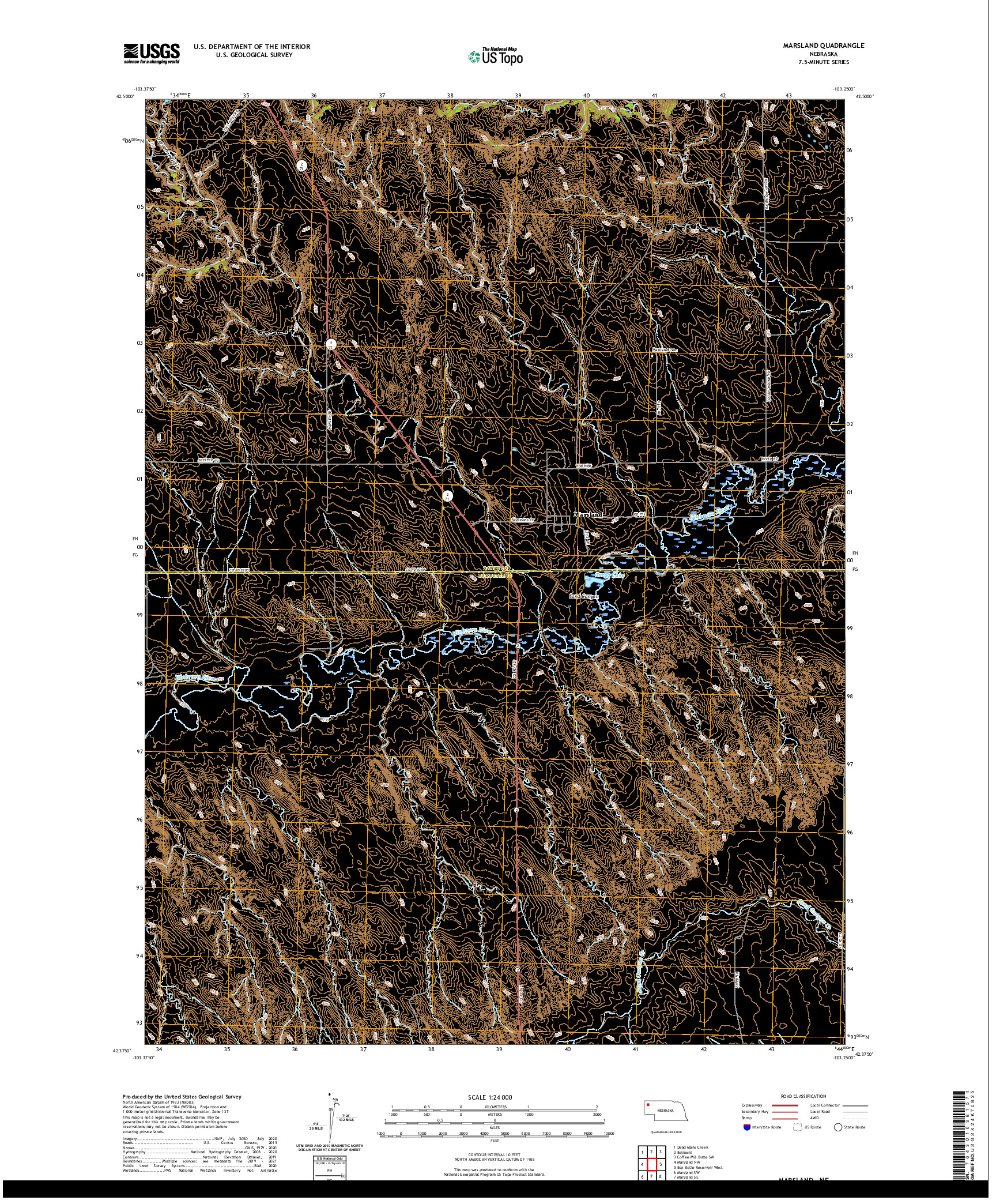 USGS US TOPO 7.5-MINUTE MAP FOR MARSLAND, NE 2021