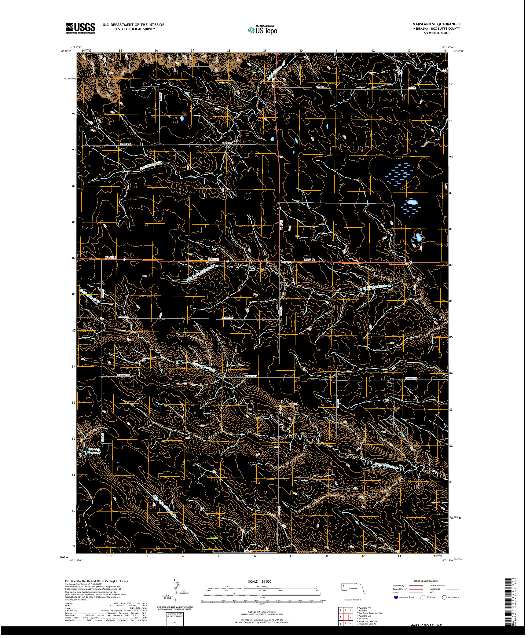 USGS US TOPO 7.5-MINUTE MAP FOR MARSLAND SE, NE 2021