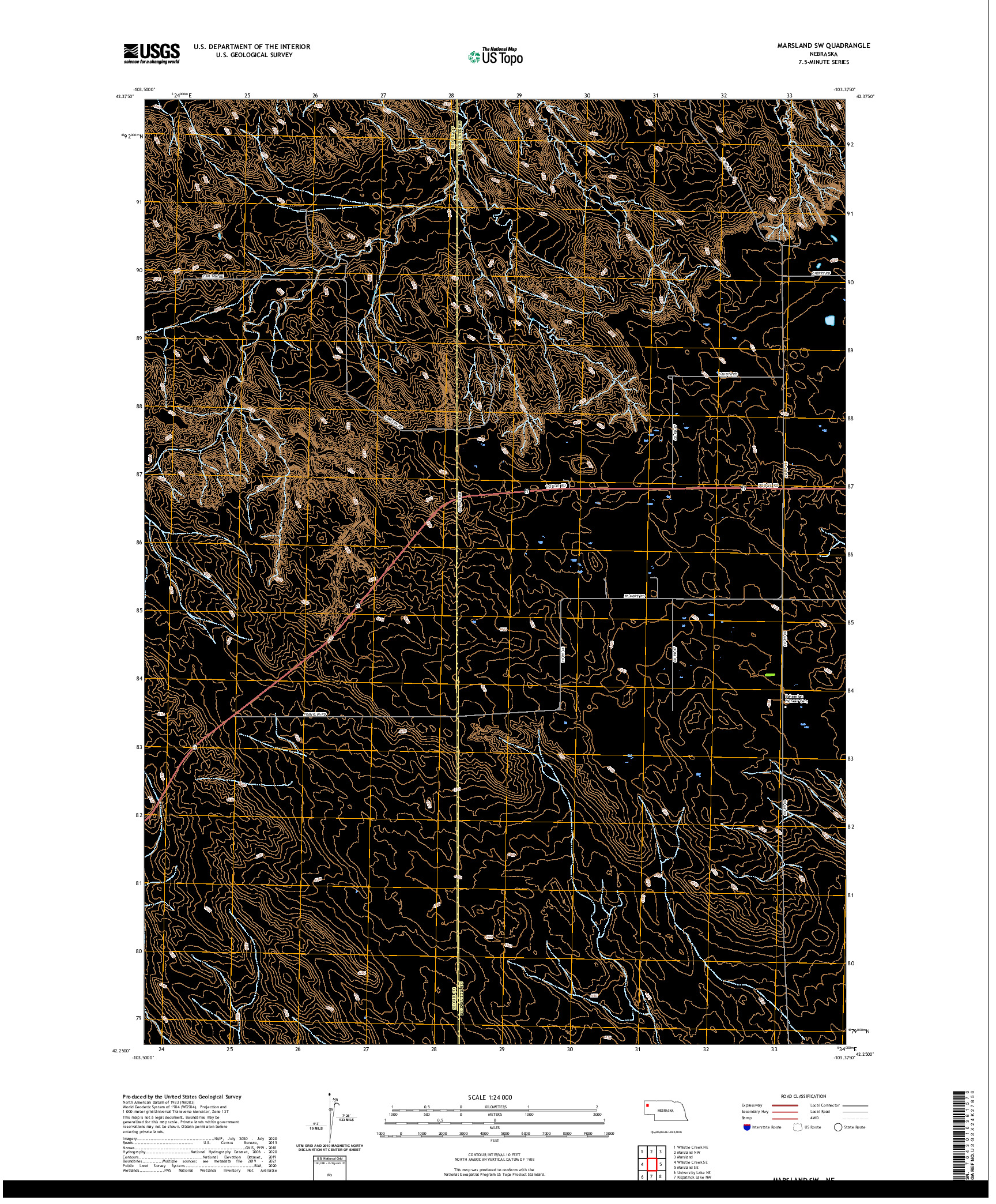 USGS US TOPO 7.5-MINUTE MAP FOR MARSLAND SW, NE 2021
