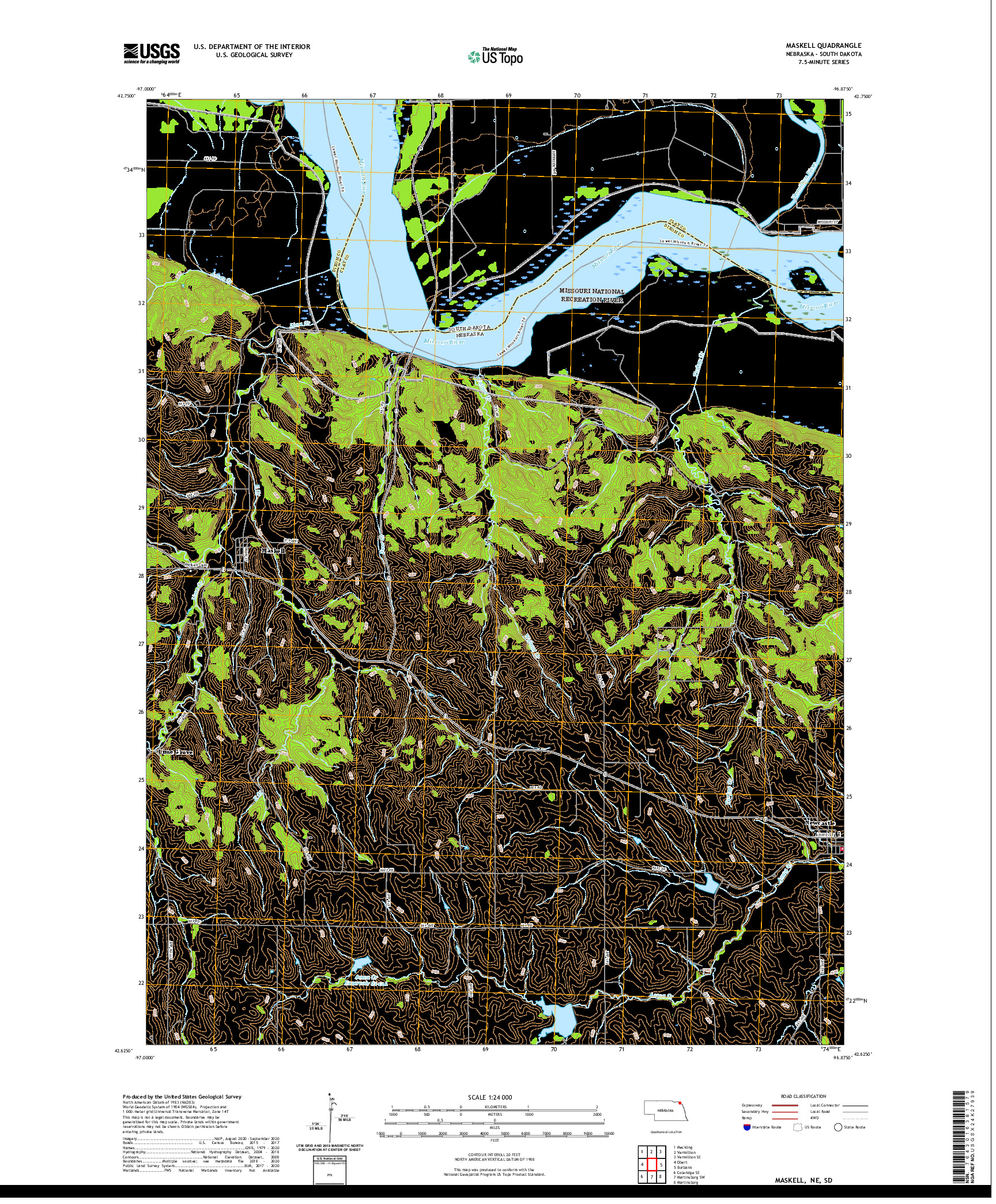USGS US TOPO 7.5-MINUTE MAP FOR MASKELL, NE,SD 2021
