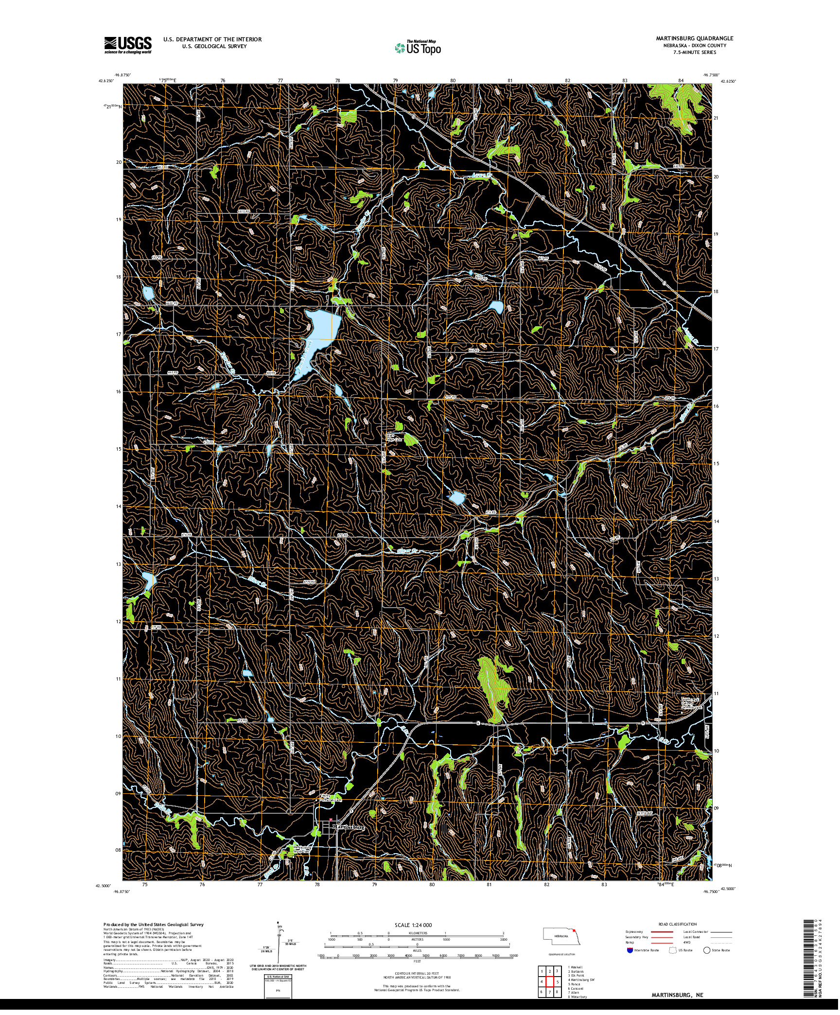 USGS US TOPO 7.5-MINUTE MAP FOR MARTINSBURG, NE 2021