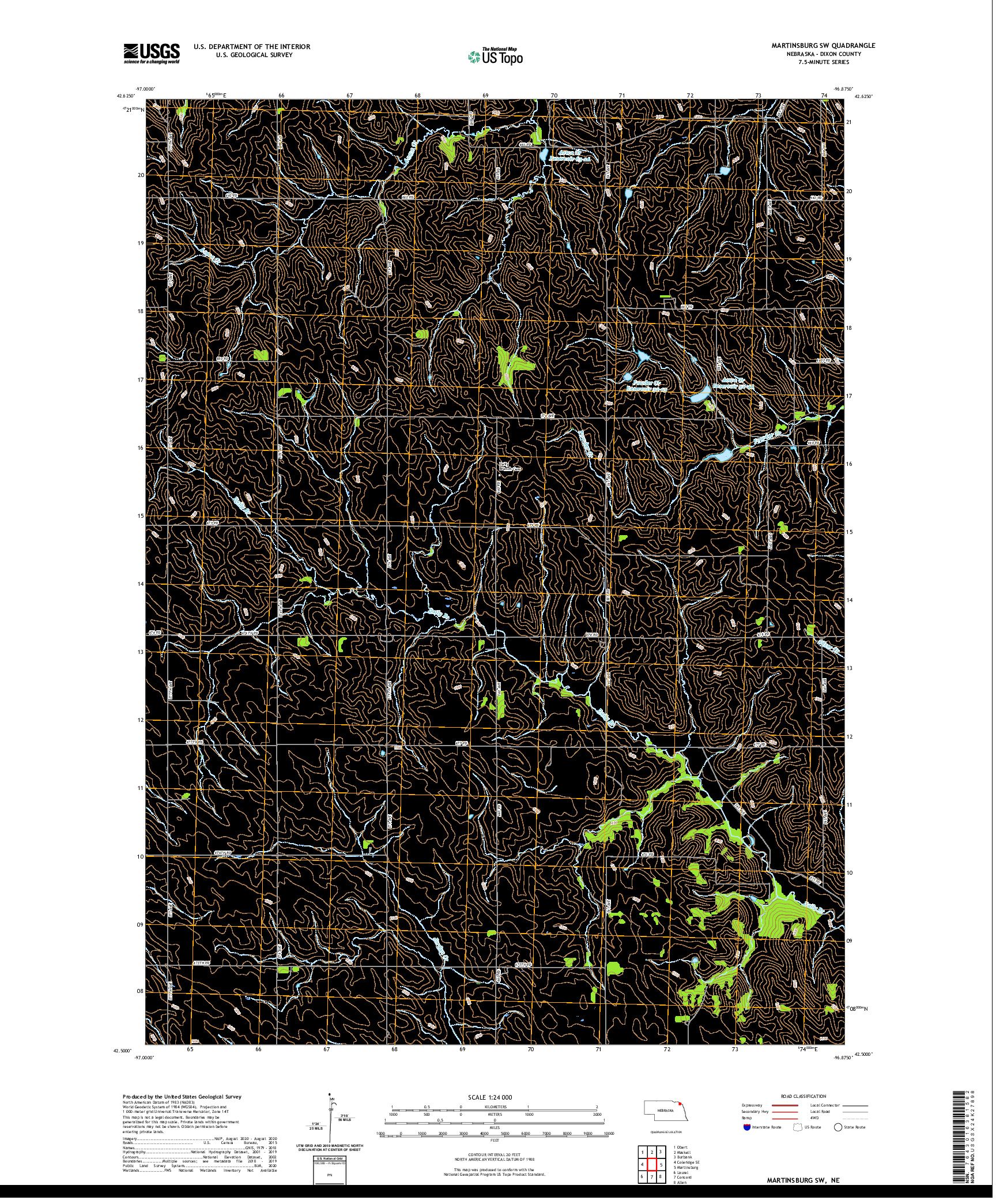 USGS US TOPO 7.5-MINUTE MAP FOR MARTINSBURG SW, NE 2021