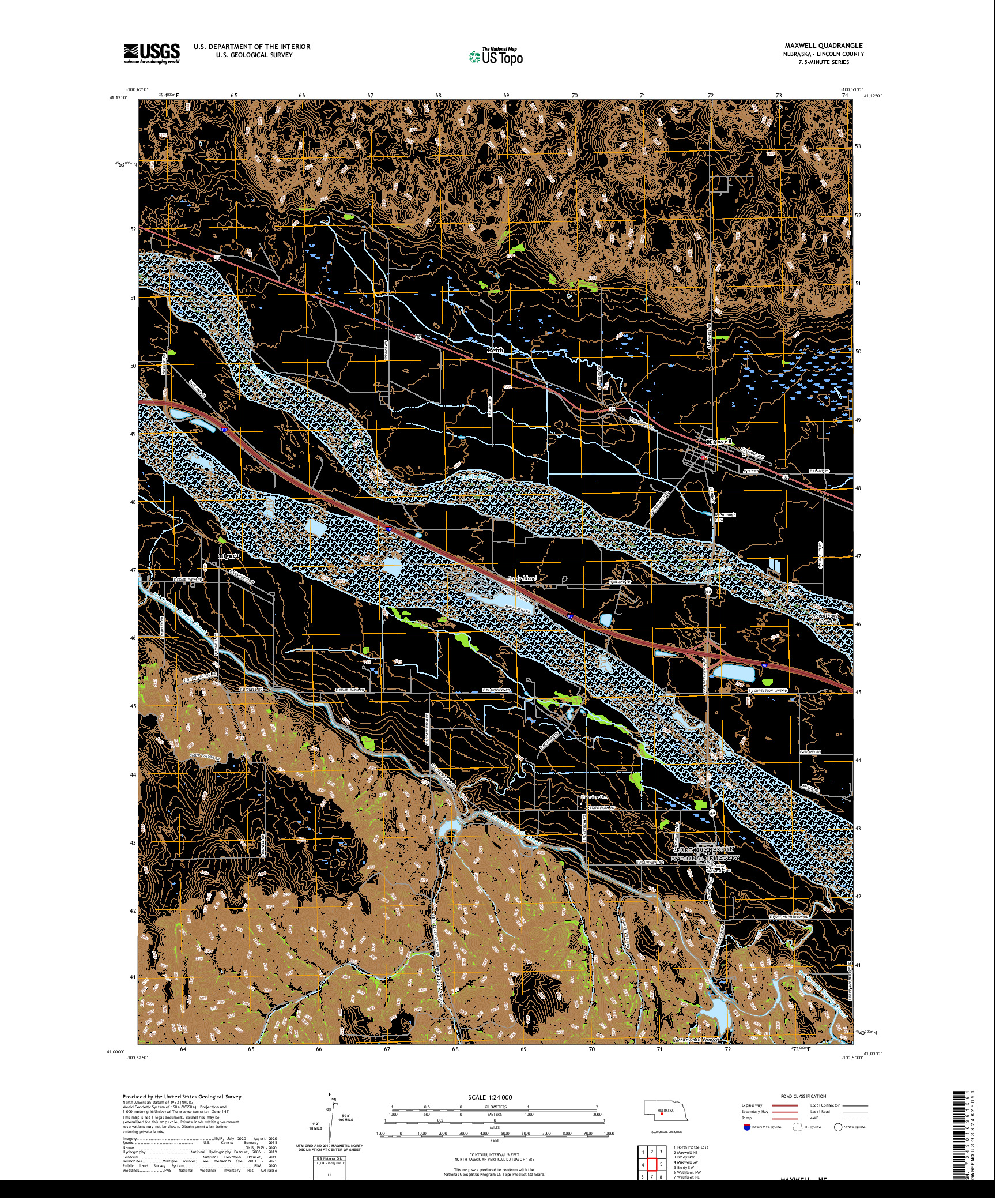 USGS US TOPO 7.5-MINUTE MAP FOR MAXWELL, NE 2021
