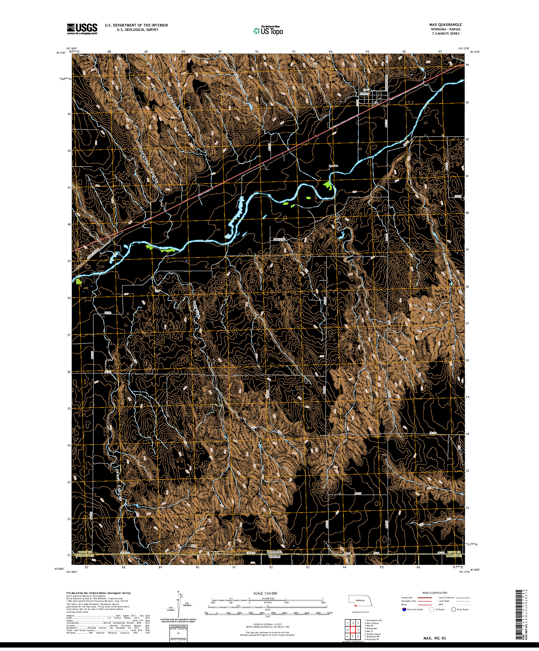 USGS US TOPO 7.5-MINUTE MAP FOR MAX, NE,KS 2021