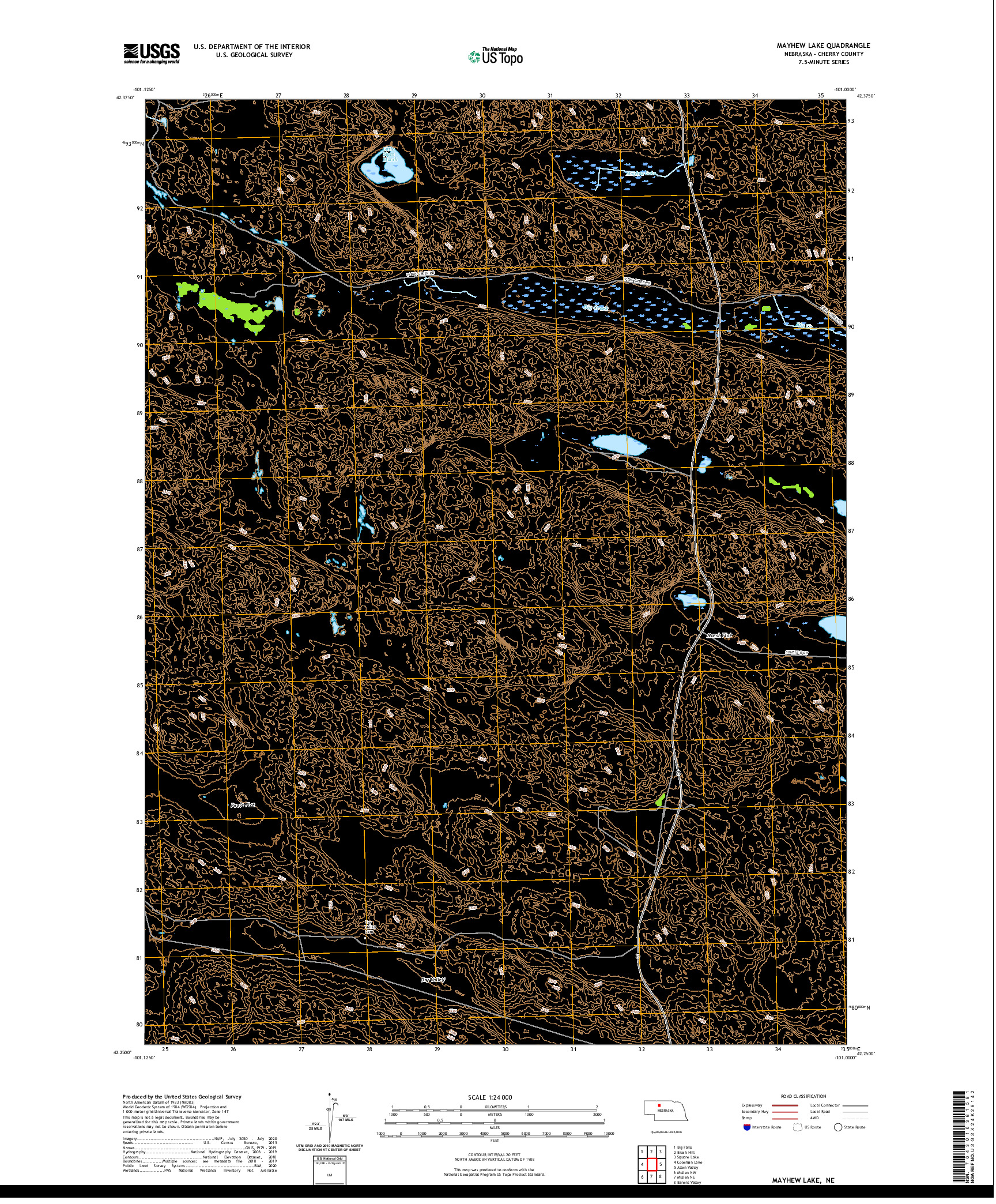 USGS US TOPO 7.5-MINUTE MAP FOR MAYHEW LAKE, NE 2021