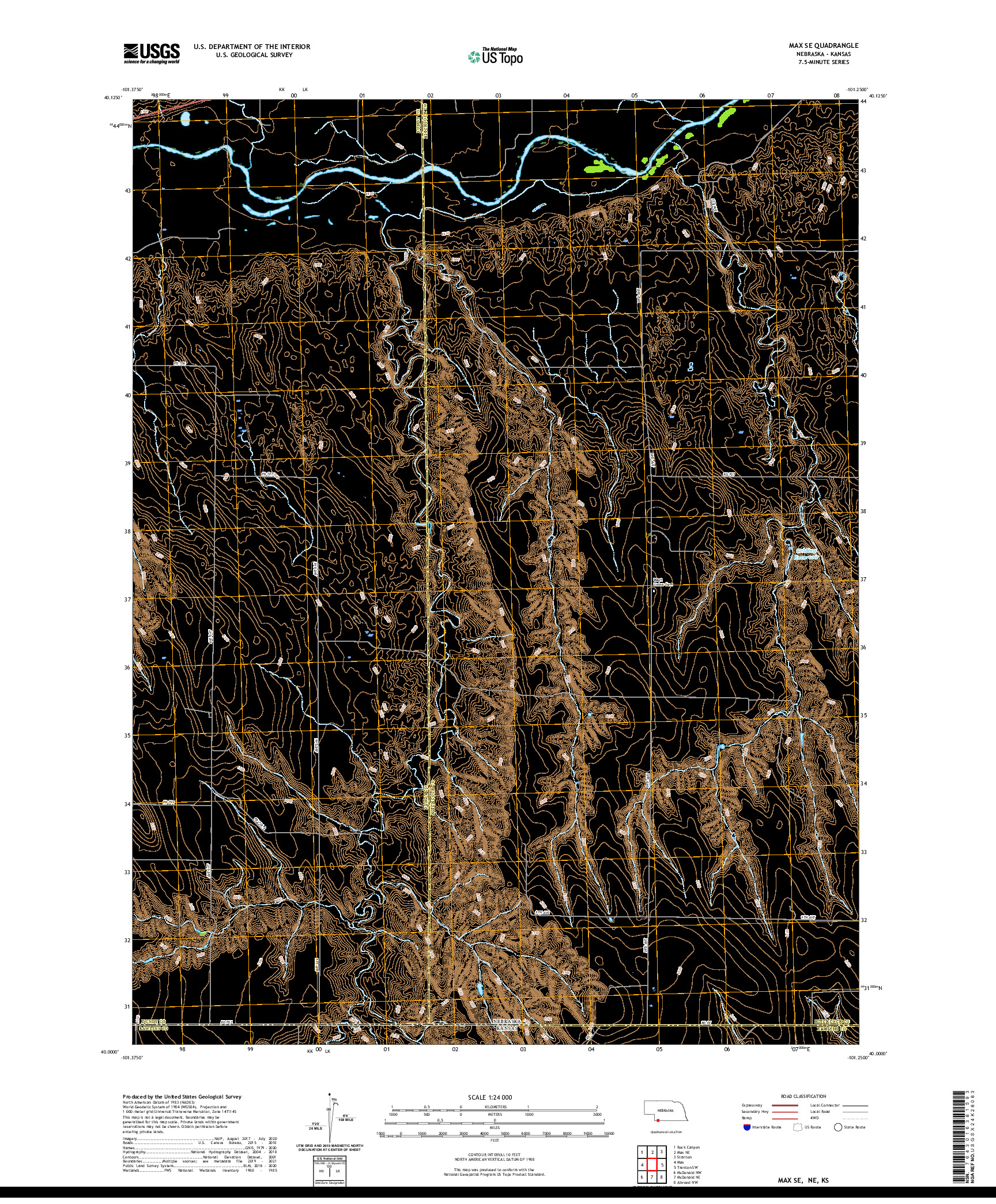 USGS US TOPO 7.5-MINUTE MAP FOR MAX SE, NE,KS 2021