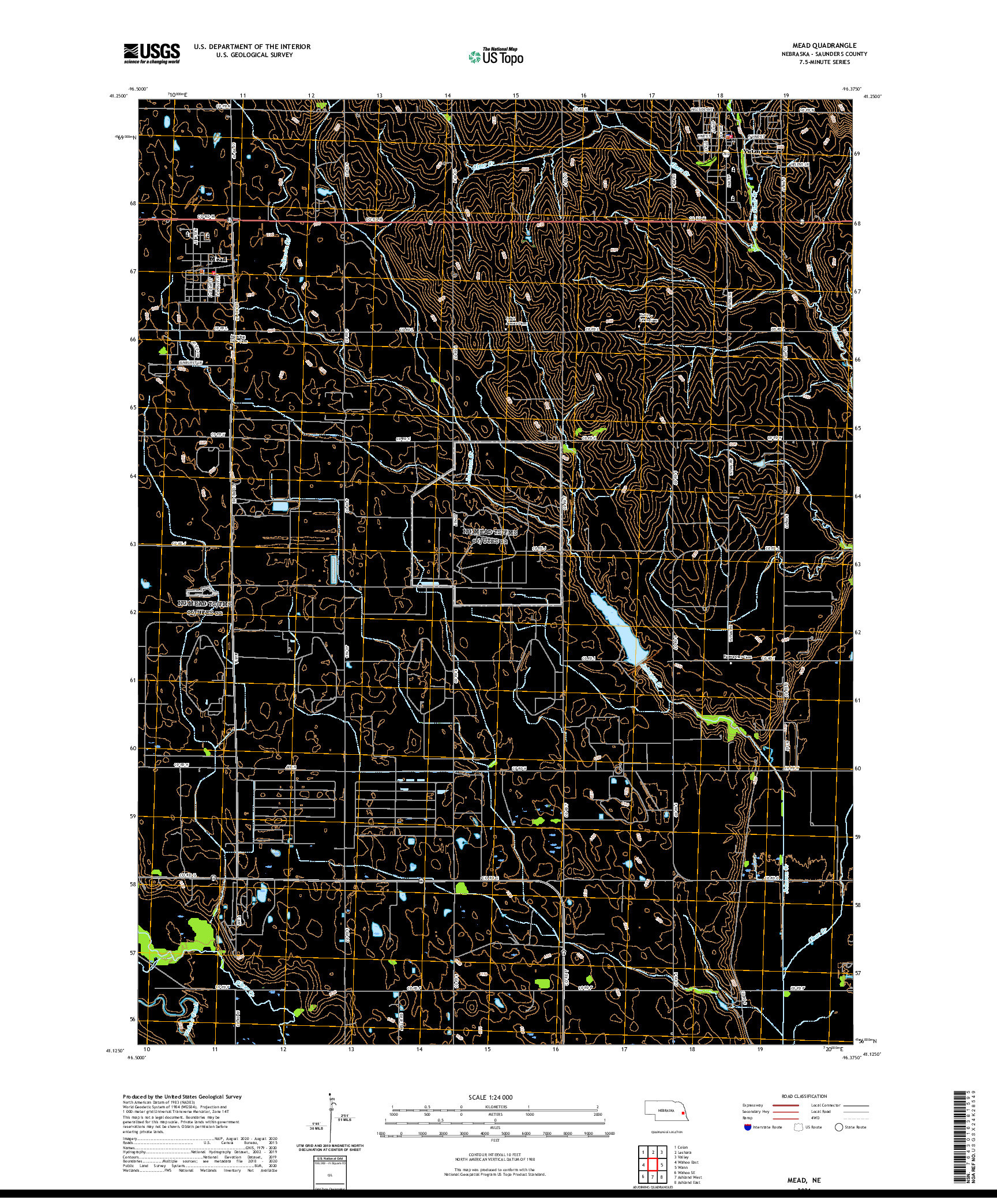USGS US TOPO 7.5-MINUTE MAP FOR MEAD, NE 2021