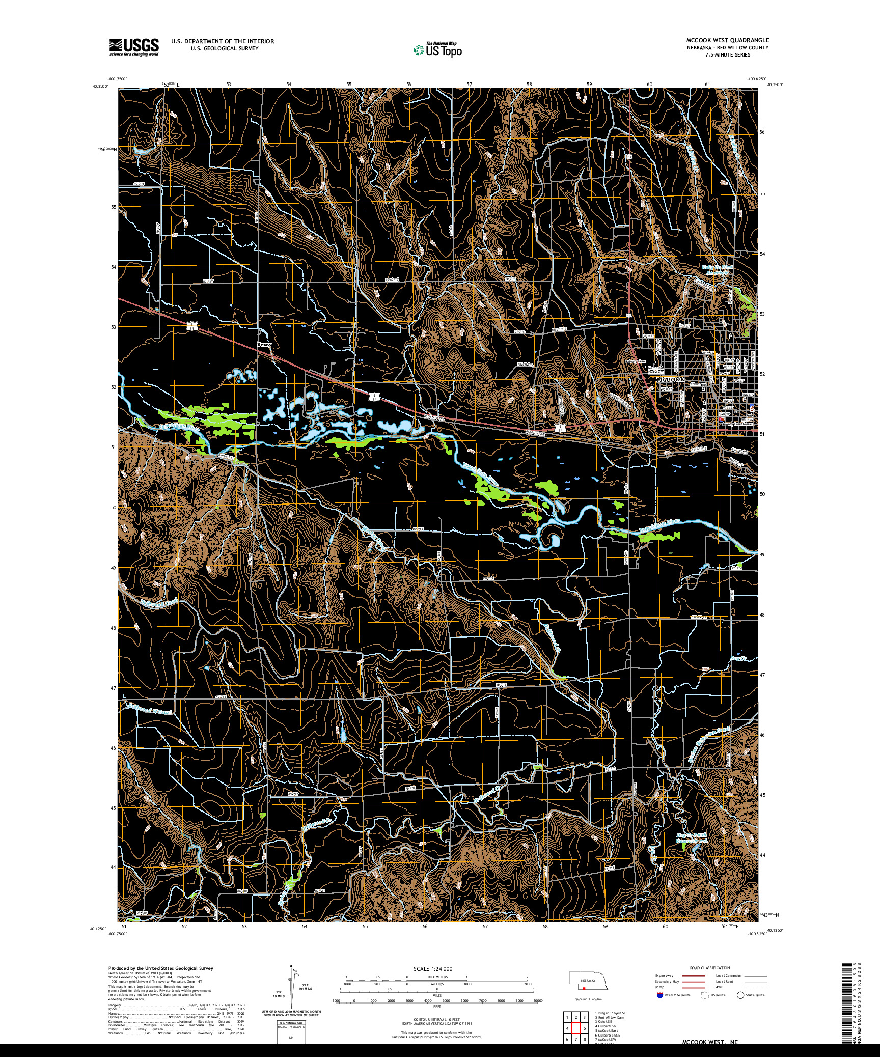 USGS US TOPO 7.5-MINUTE MAP FOR MCCOOK WEST, NE 2021