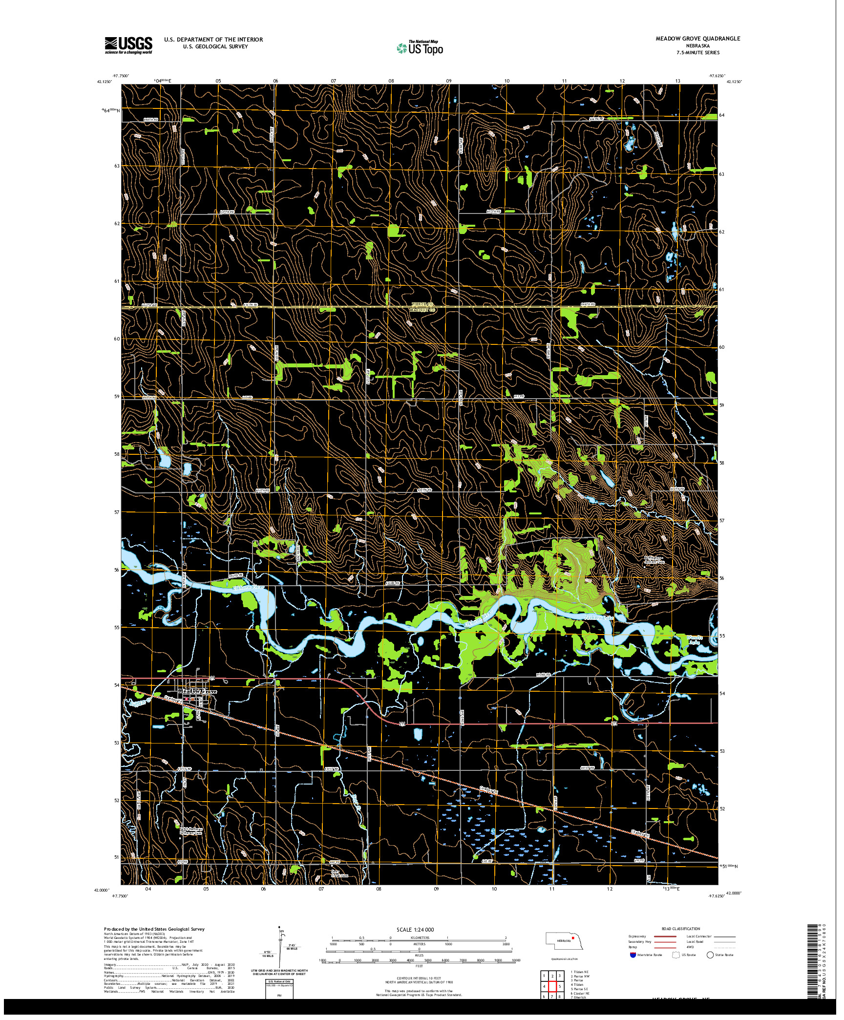 USGS US TOPO 7.5-MINUTE MAP FOR MEADOW GROVE, NE 2021