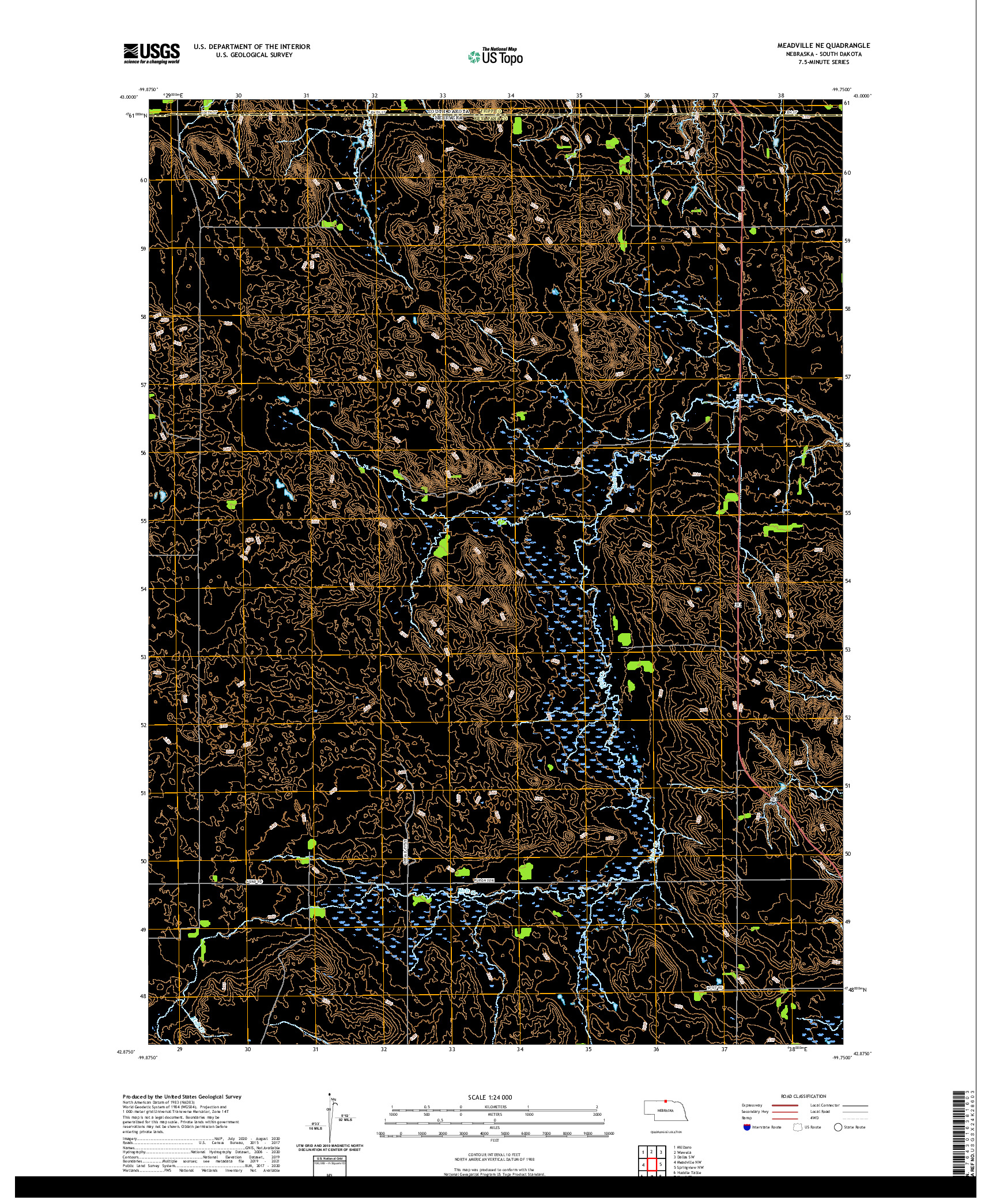USGS US TOPO 7.5-MINUTE MAP FOR MEADVILLE NE, NE,SD 2021