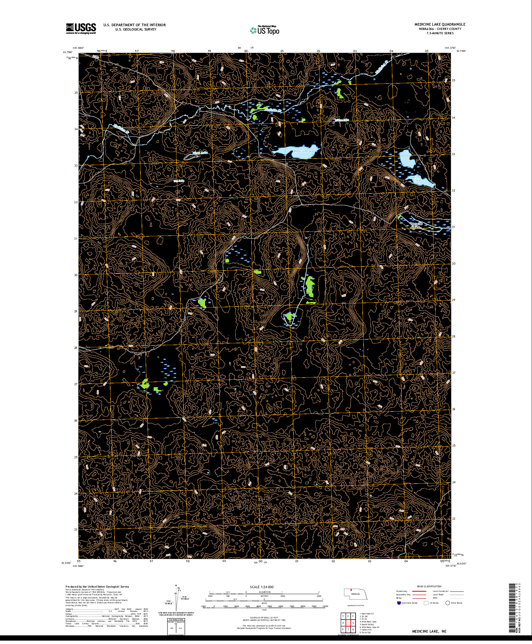 USGS US TOPO 7.5-MINUTE MAP FOR MEDICINE LAKE, NE 2021