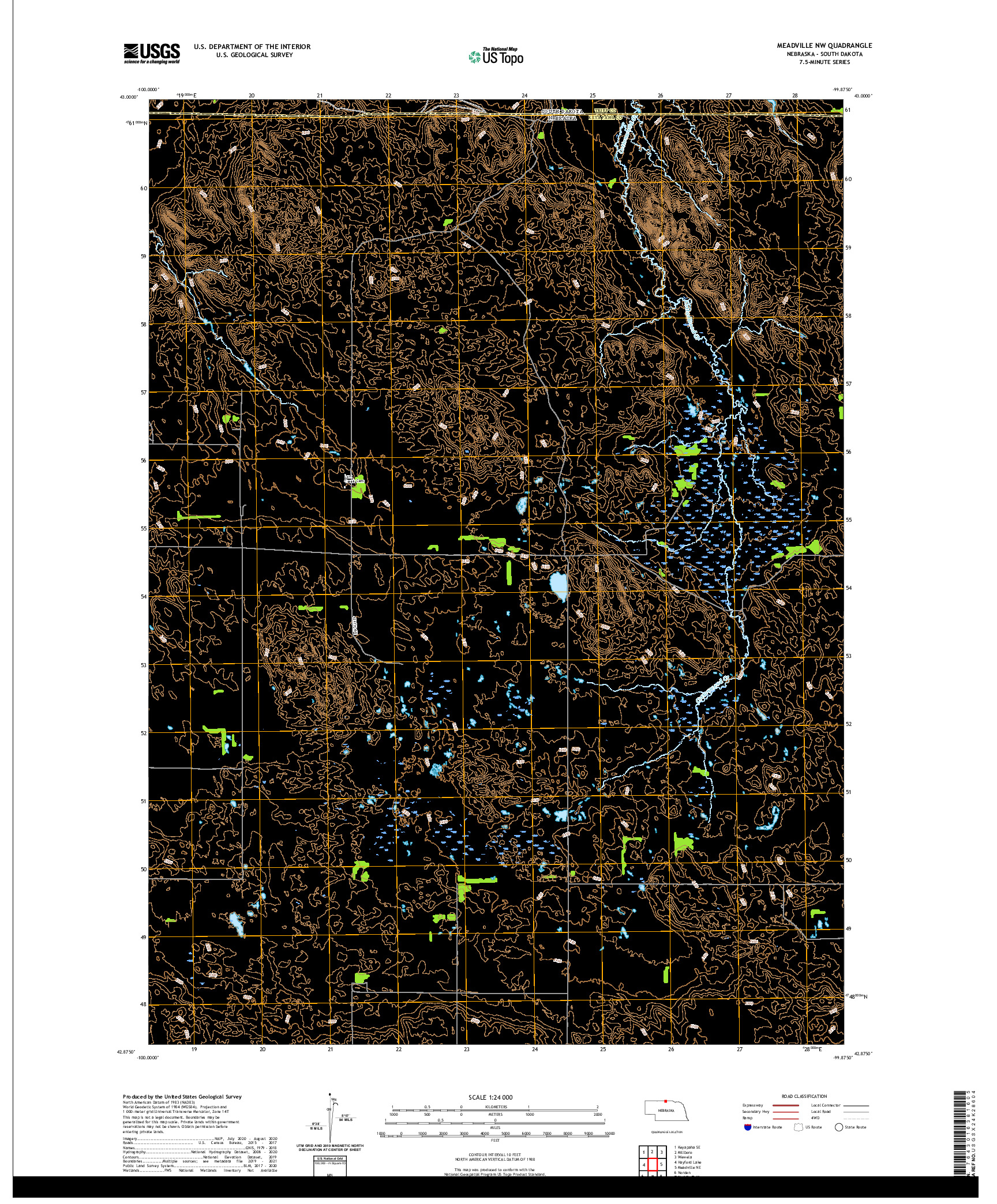 USGS US TOPO 7.5-MINUTE MAP FOR MEADVILLE NW, NE,SD 2021