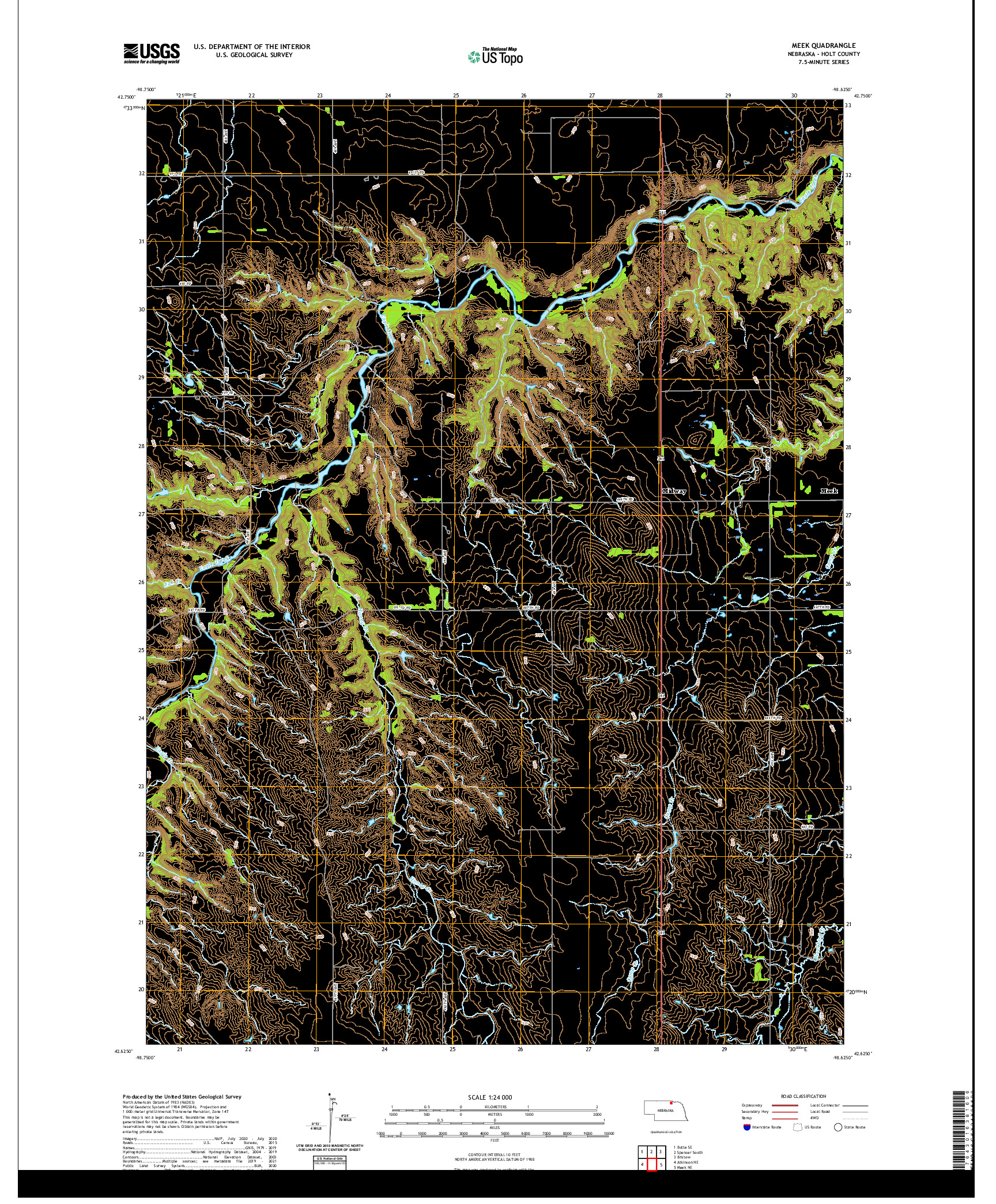 USGS US TOPO 7.5-MINUTE MAP FOR MEEK, NE 2021