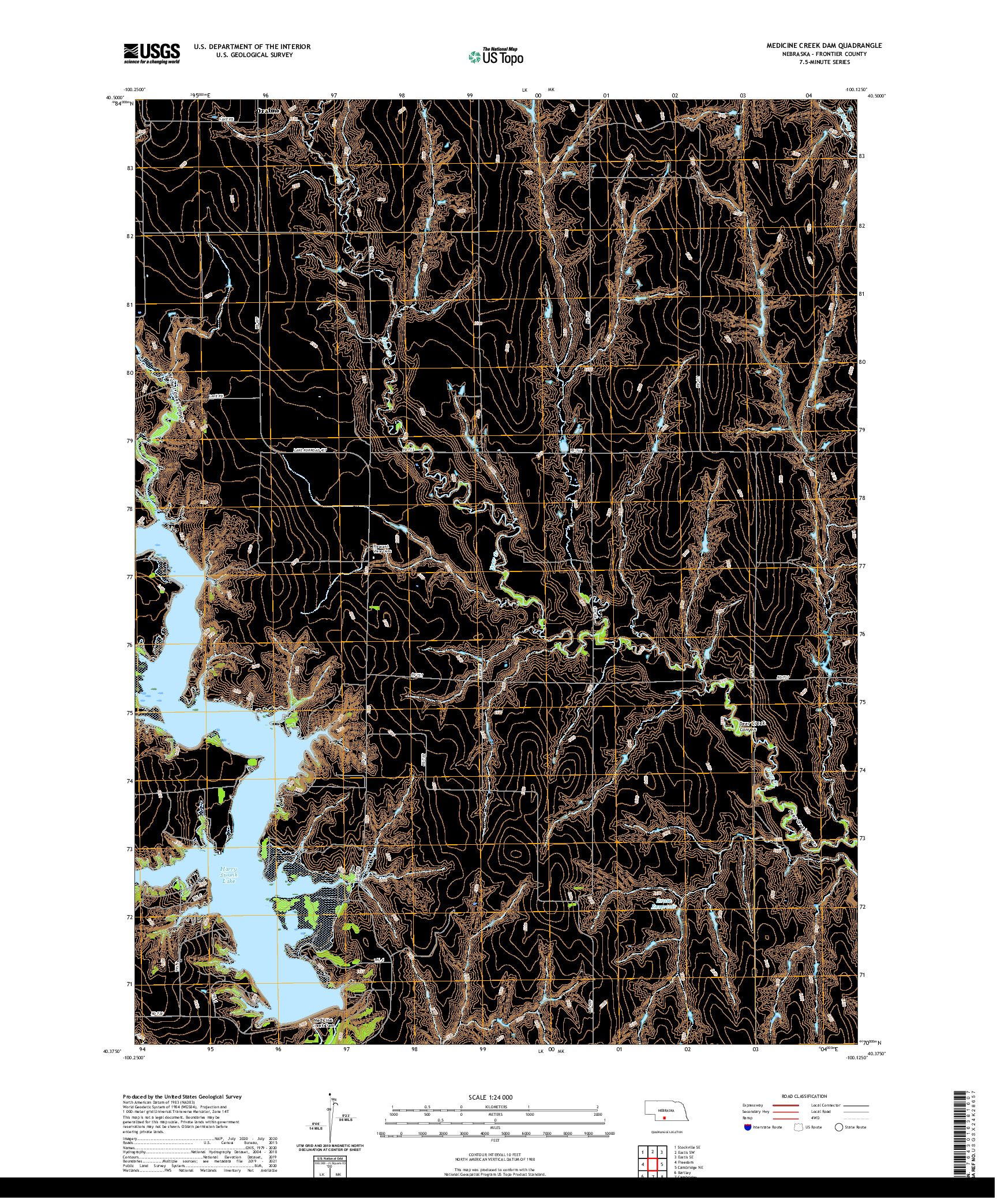 USGS US TOPO 7.5-MINUTE MAP FOR MEDICINE CREEK DAM, NE 2021